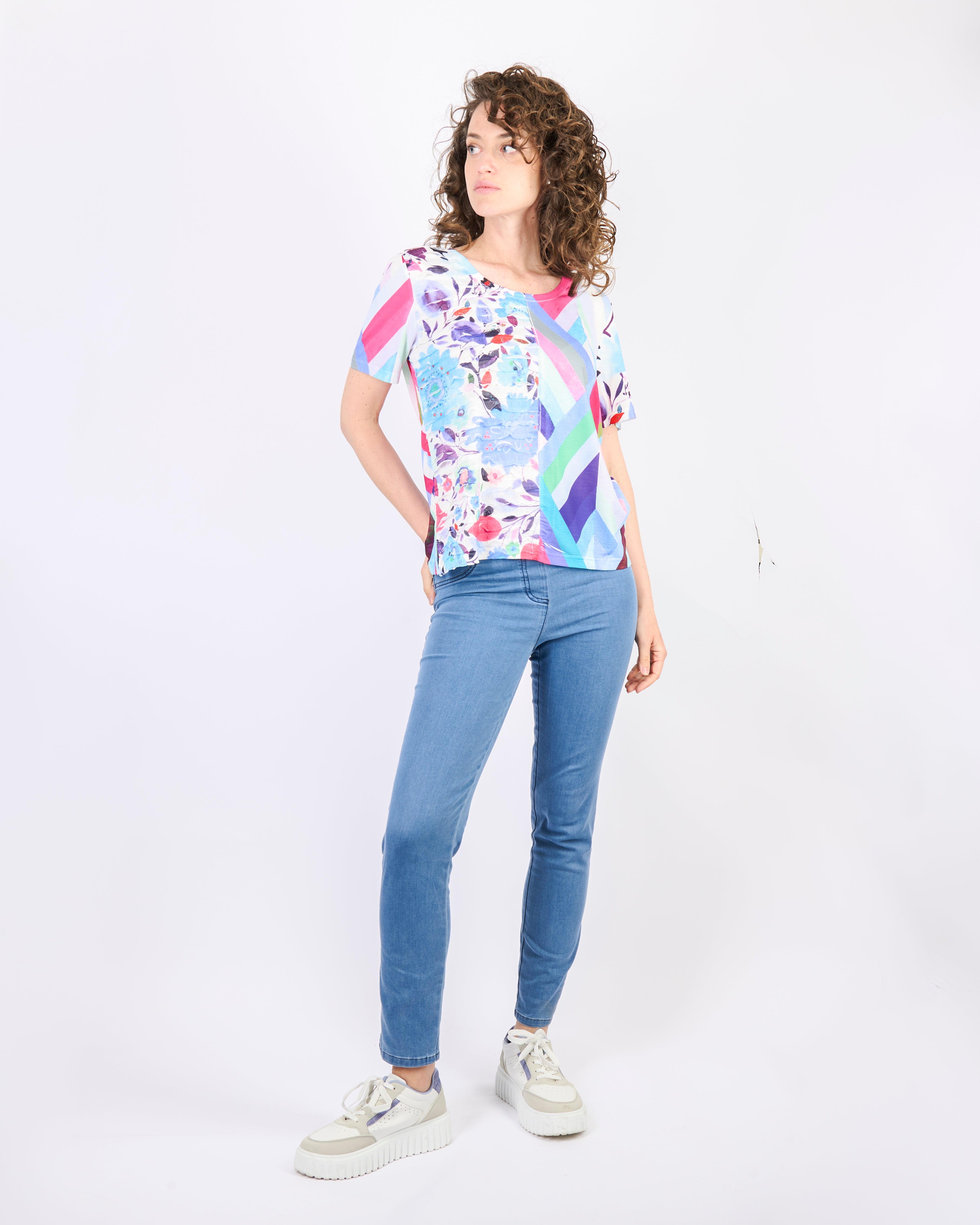 Maglia balzine fiori e geometrie 8562