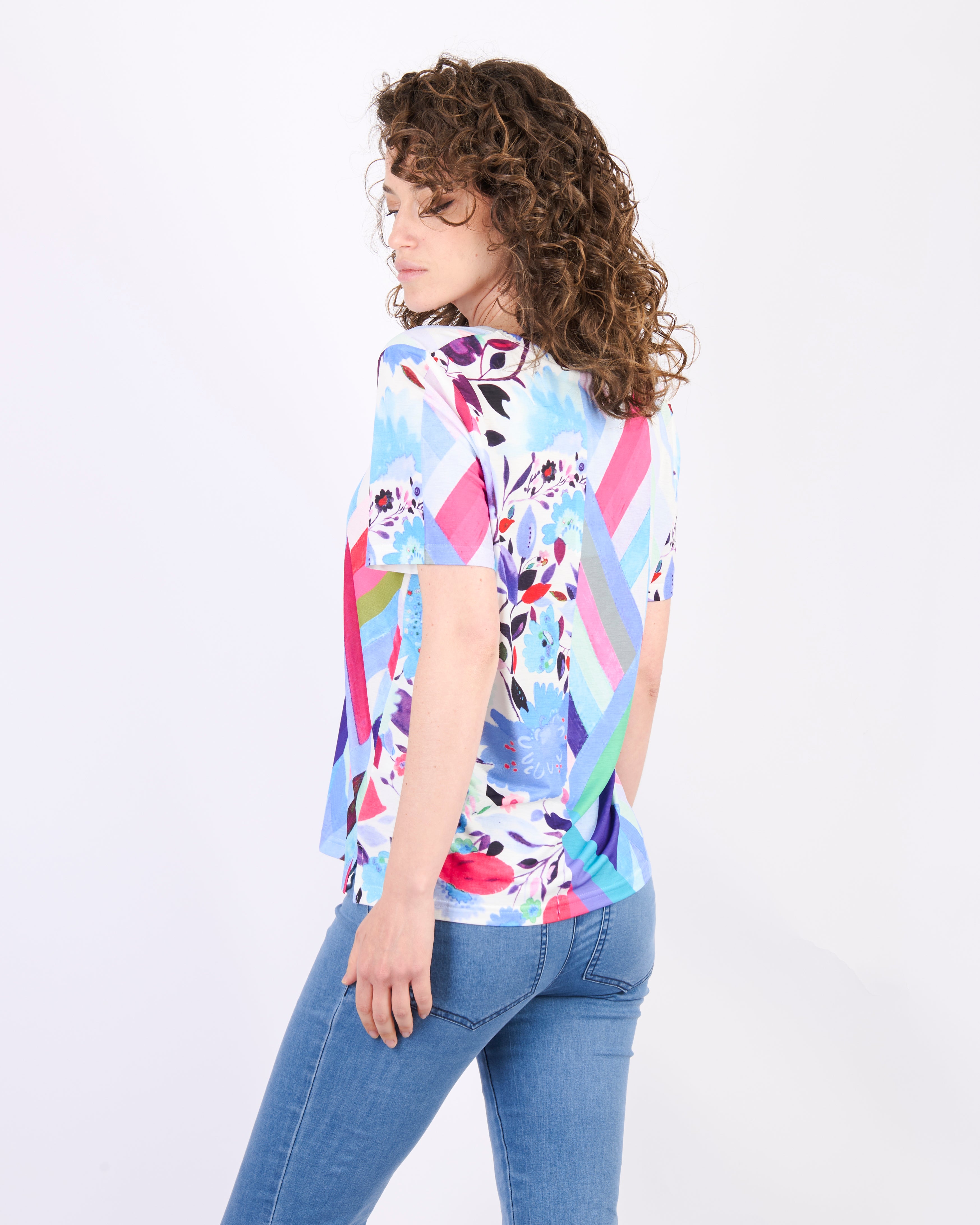 Maglia balzine fiori e geometrie 8562