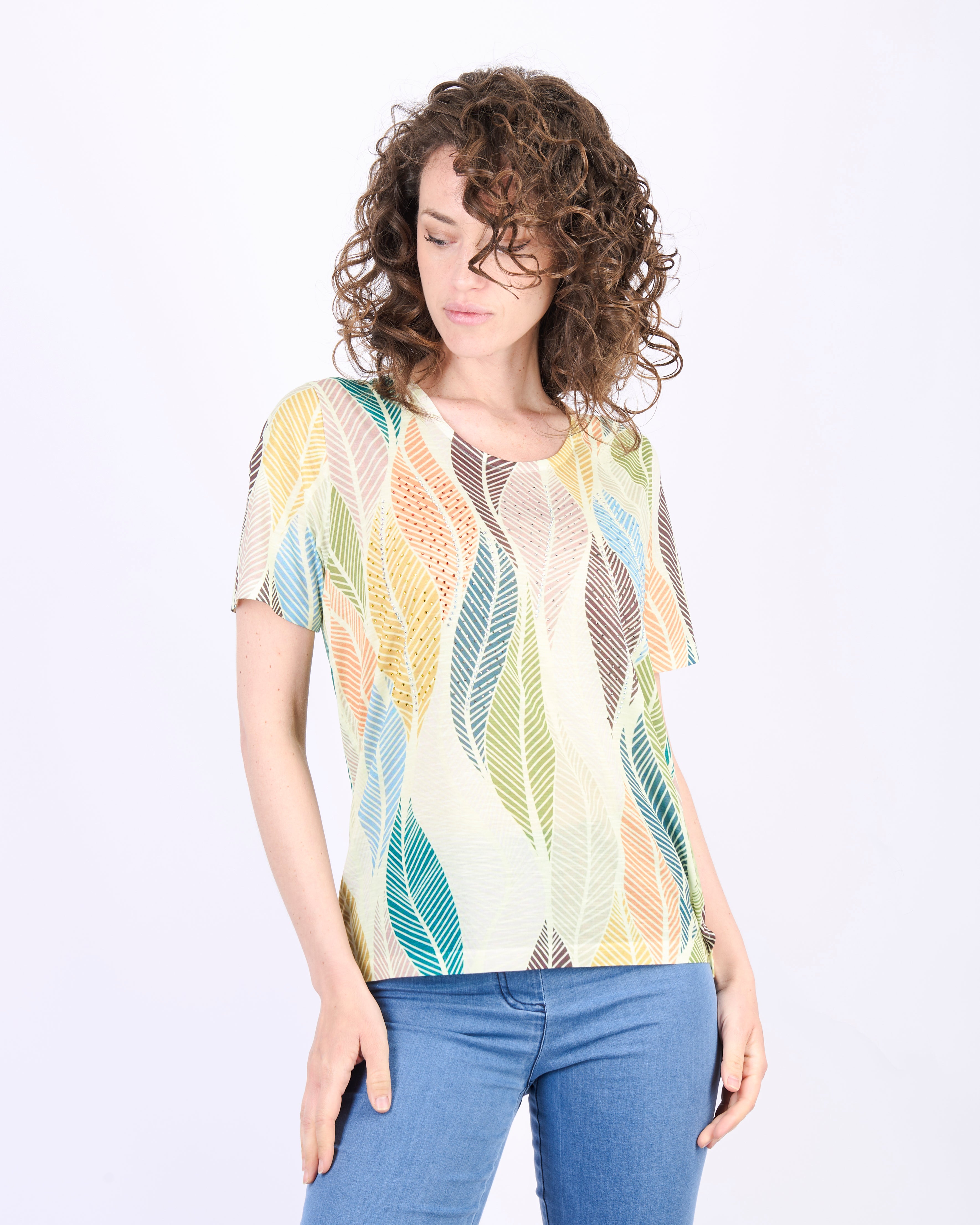 Maglia scollata onde di foglie 8535