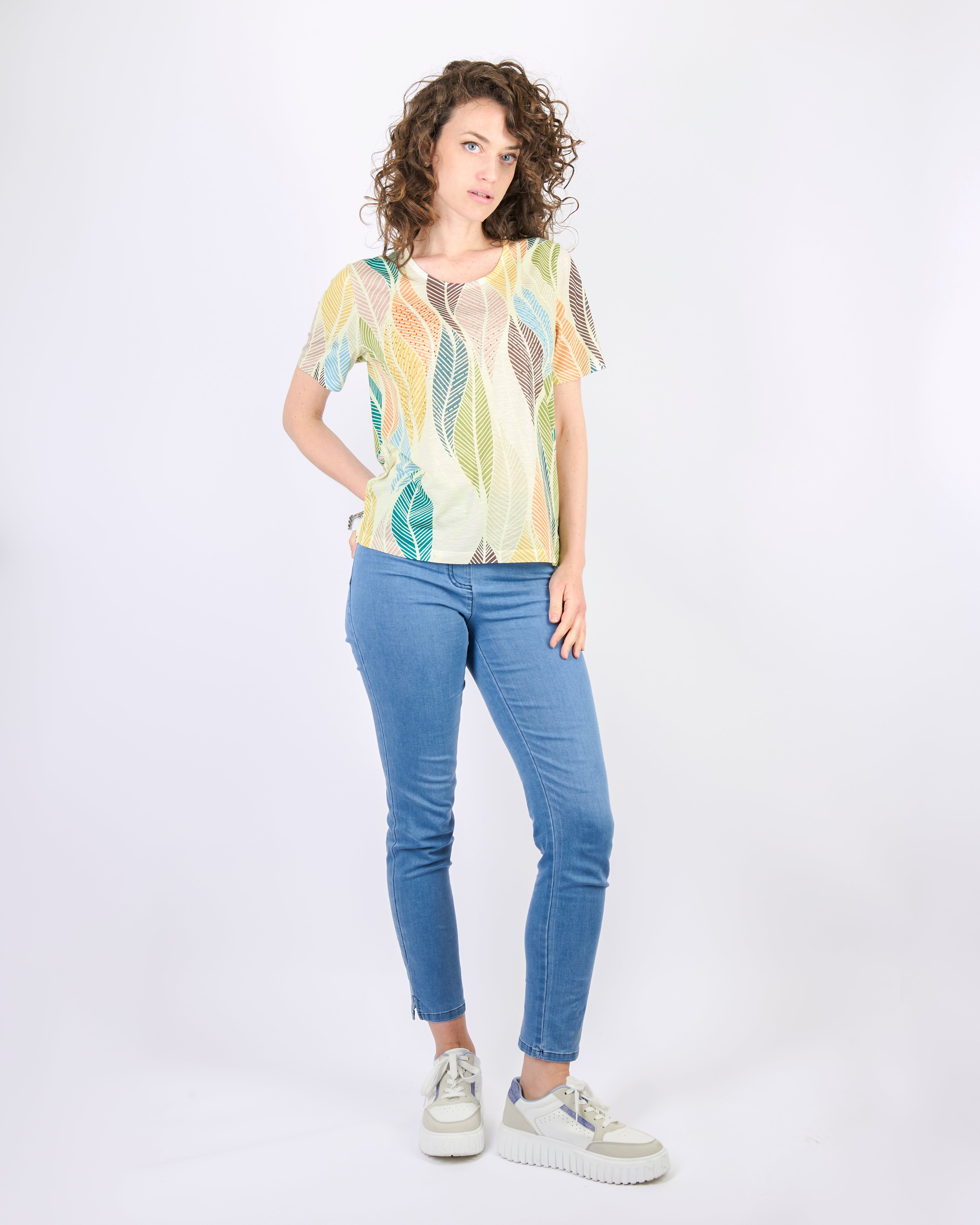 Maglia scollata onde di foglie 8535