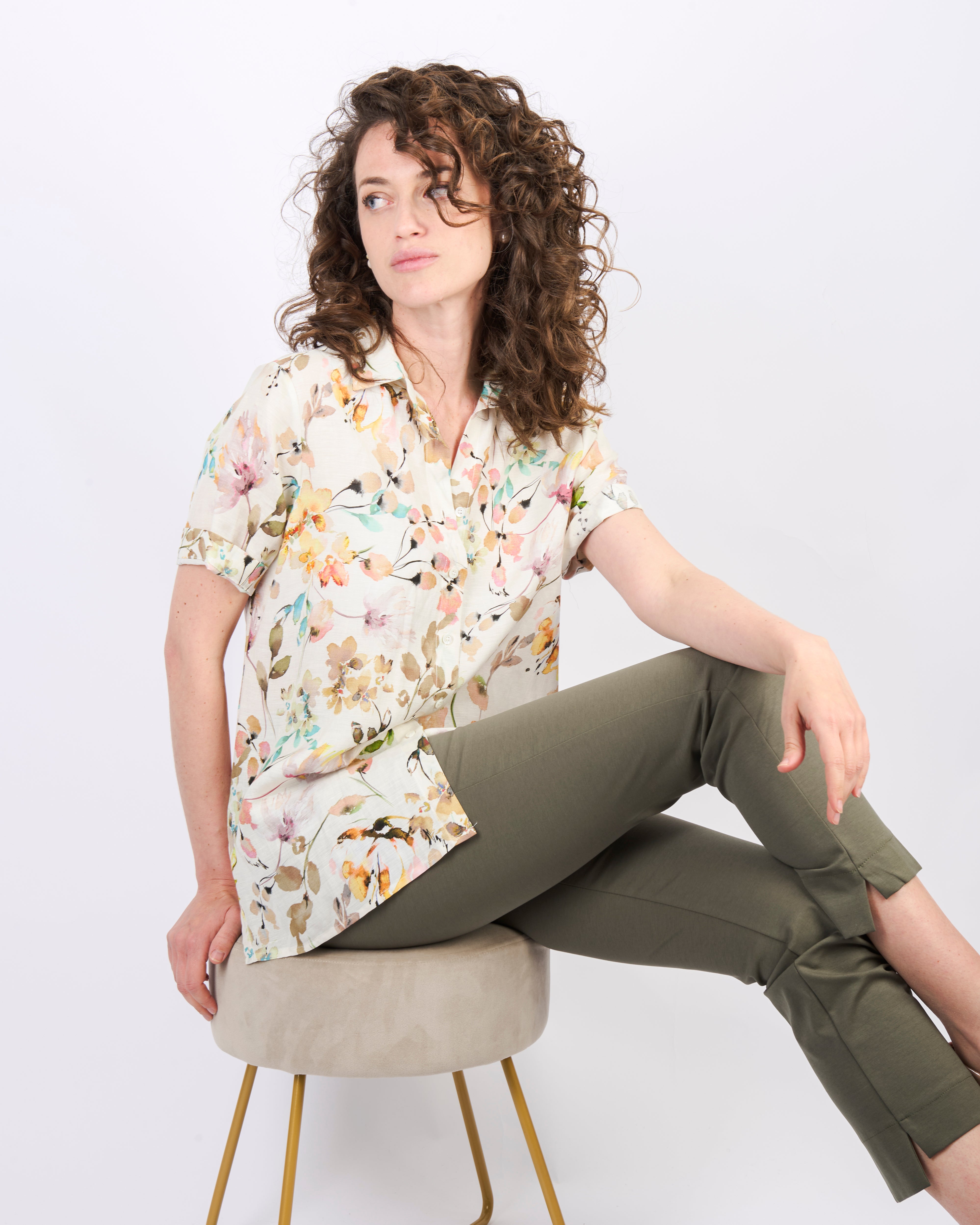 Camicia fantasia lino e viscosa 25-59M