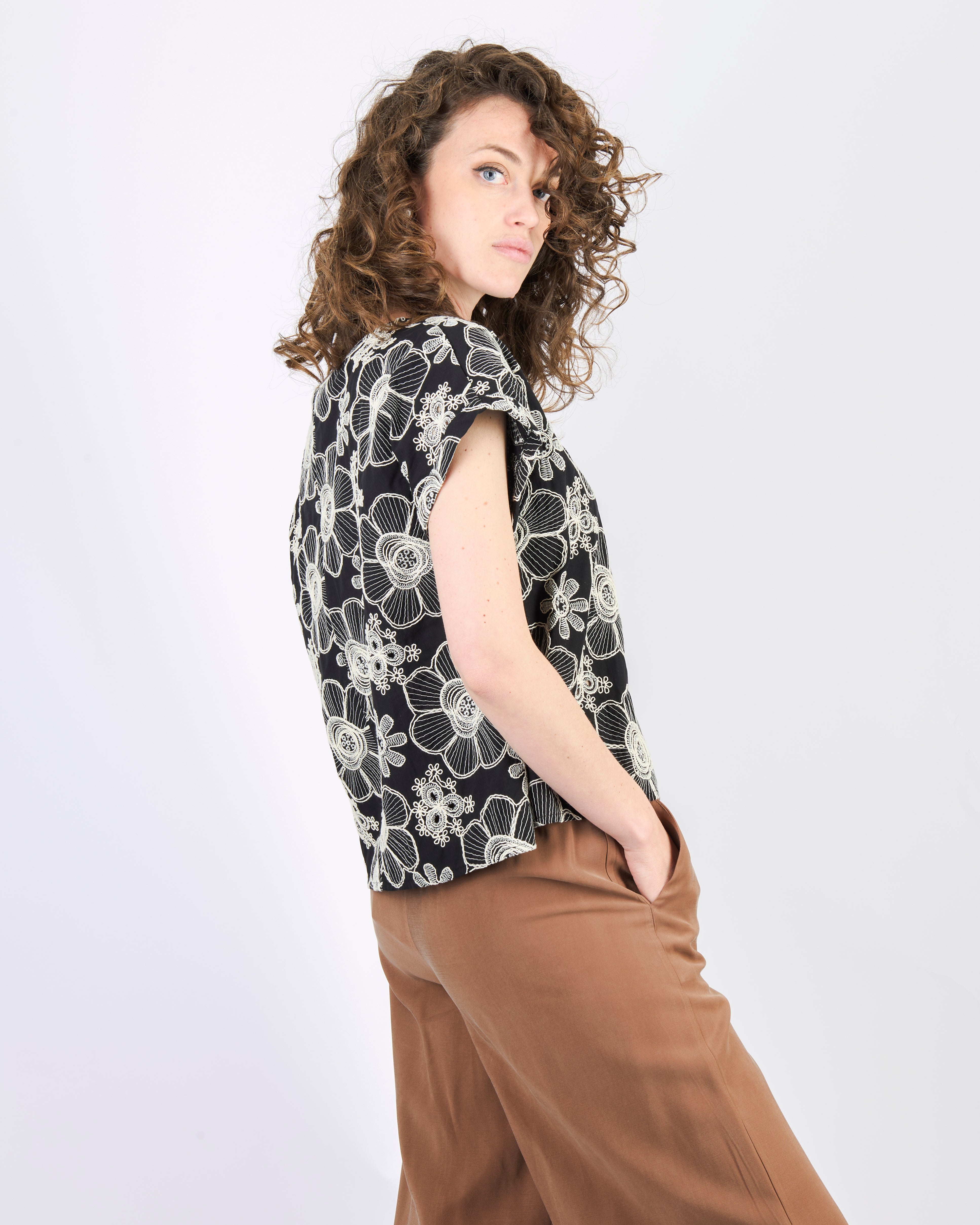 Camicia in cotone ricamo DS5067