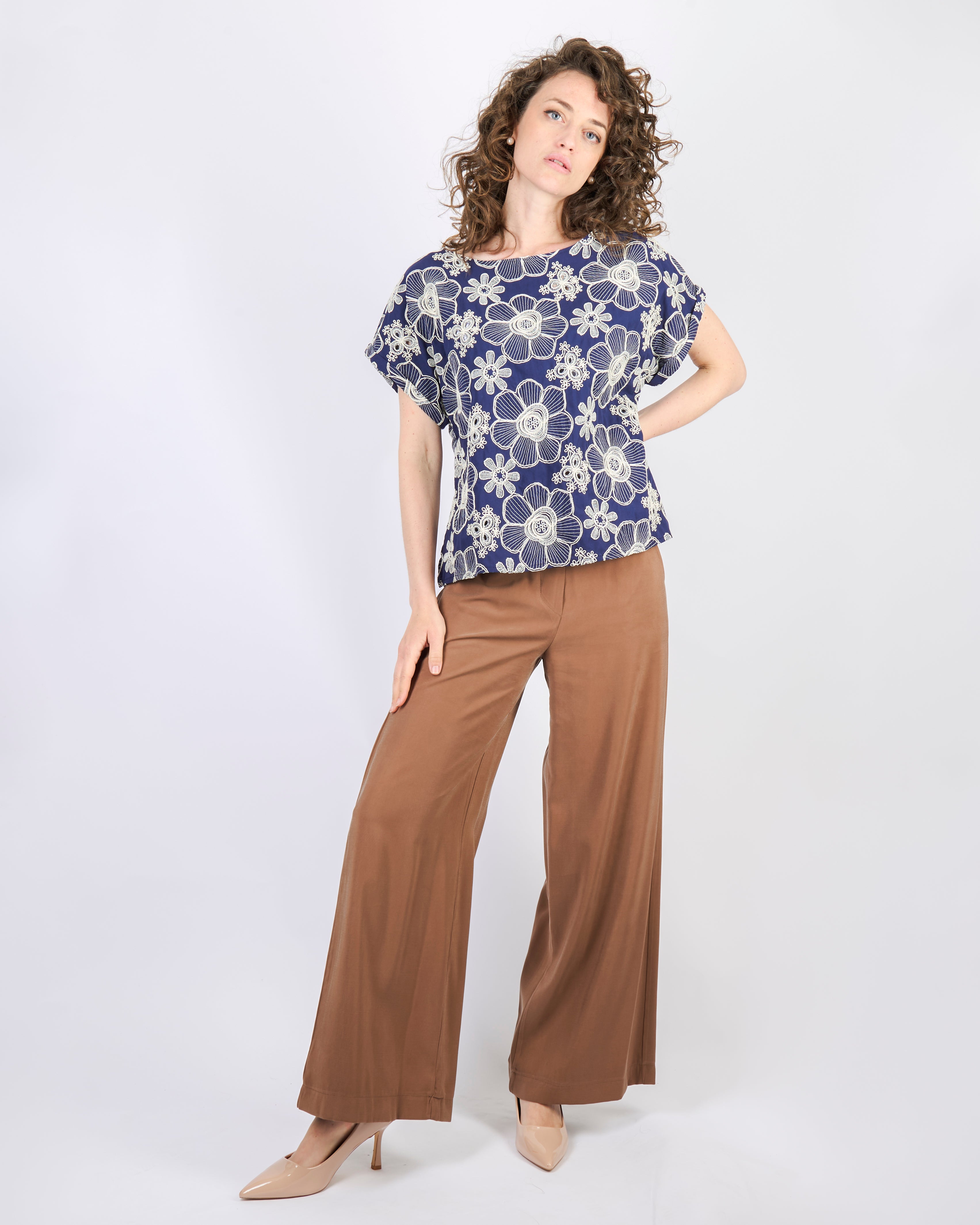Camicia in cotone ricamo DS5067