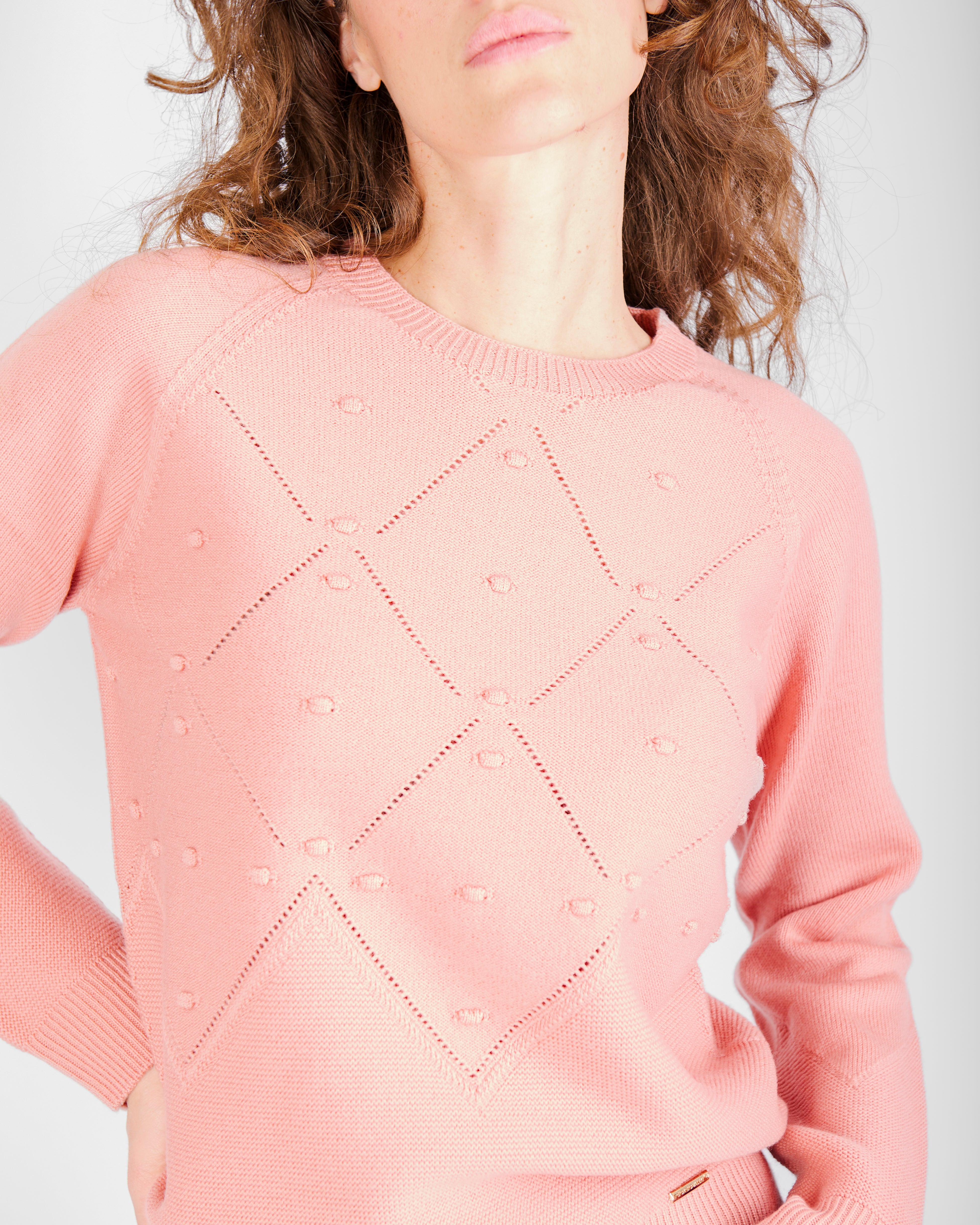 Girocollo motivi bugnetti pura lana Z9555