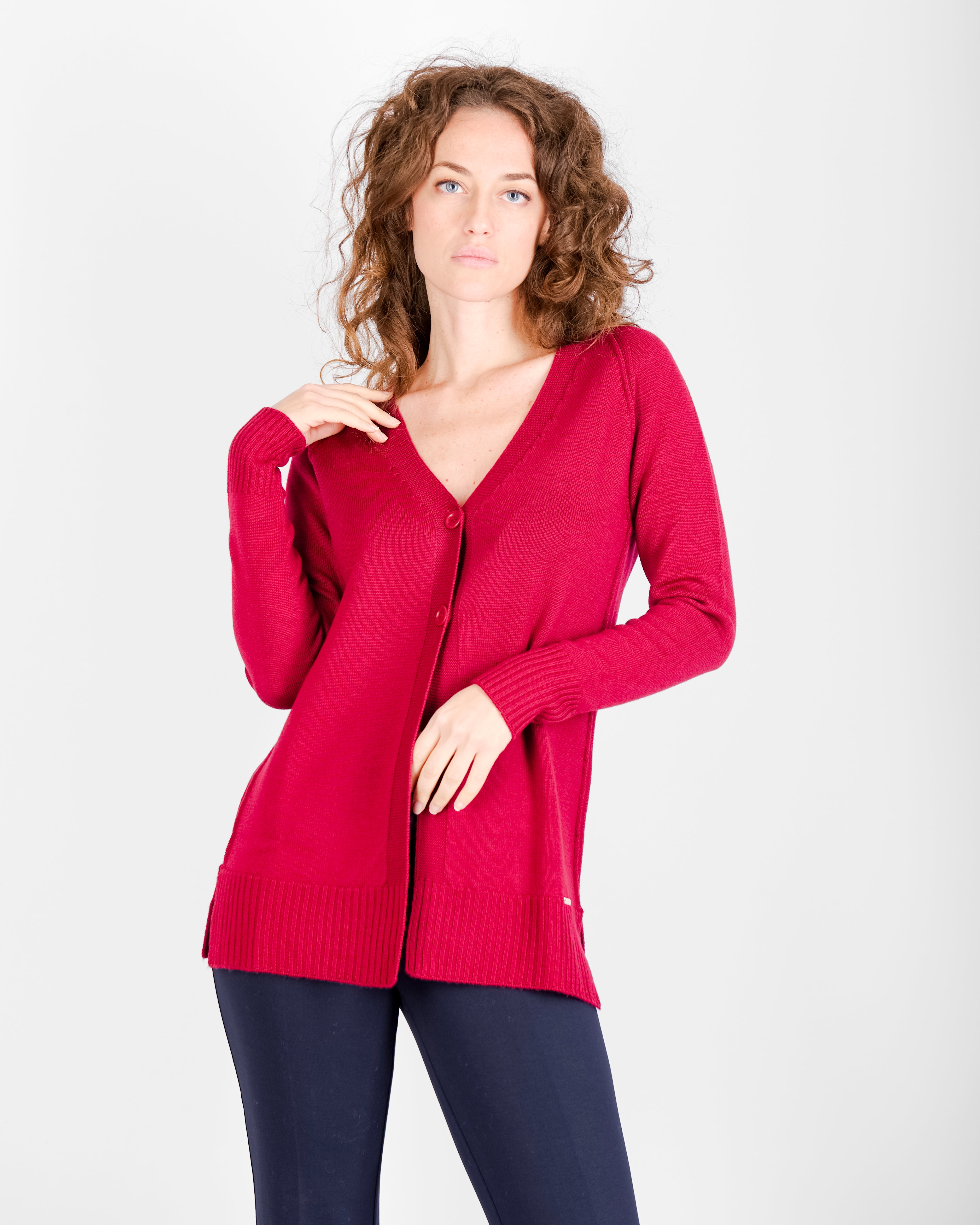 Cardigan lungo rollino 2 bottoni ZZG9322