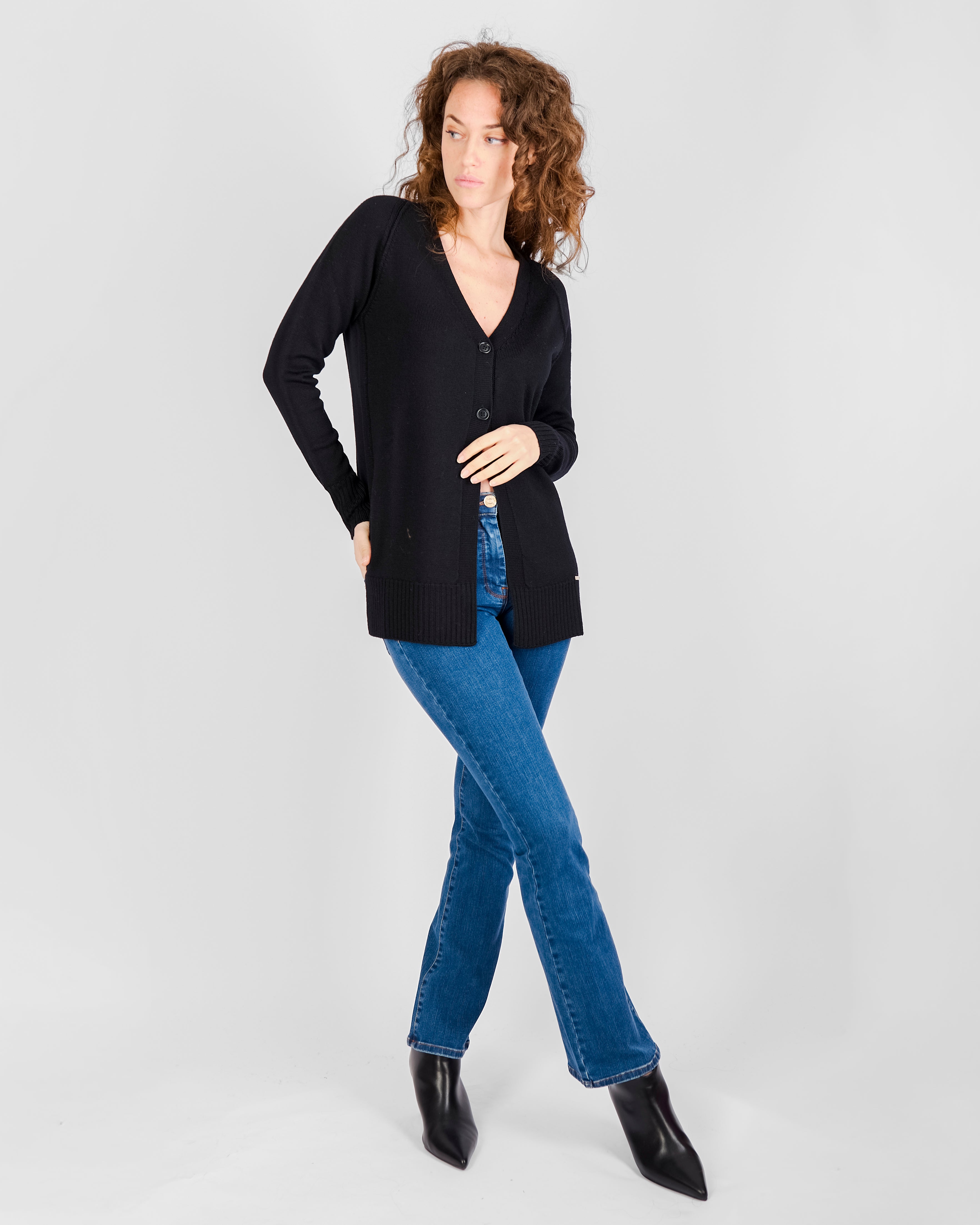 Cardigan lungo rollino 2 bottoni ZZG9322