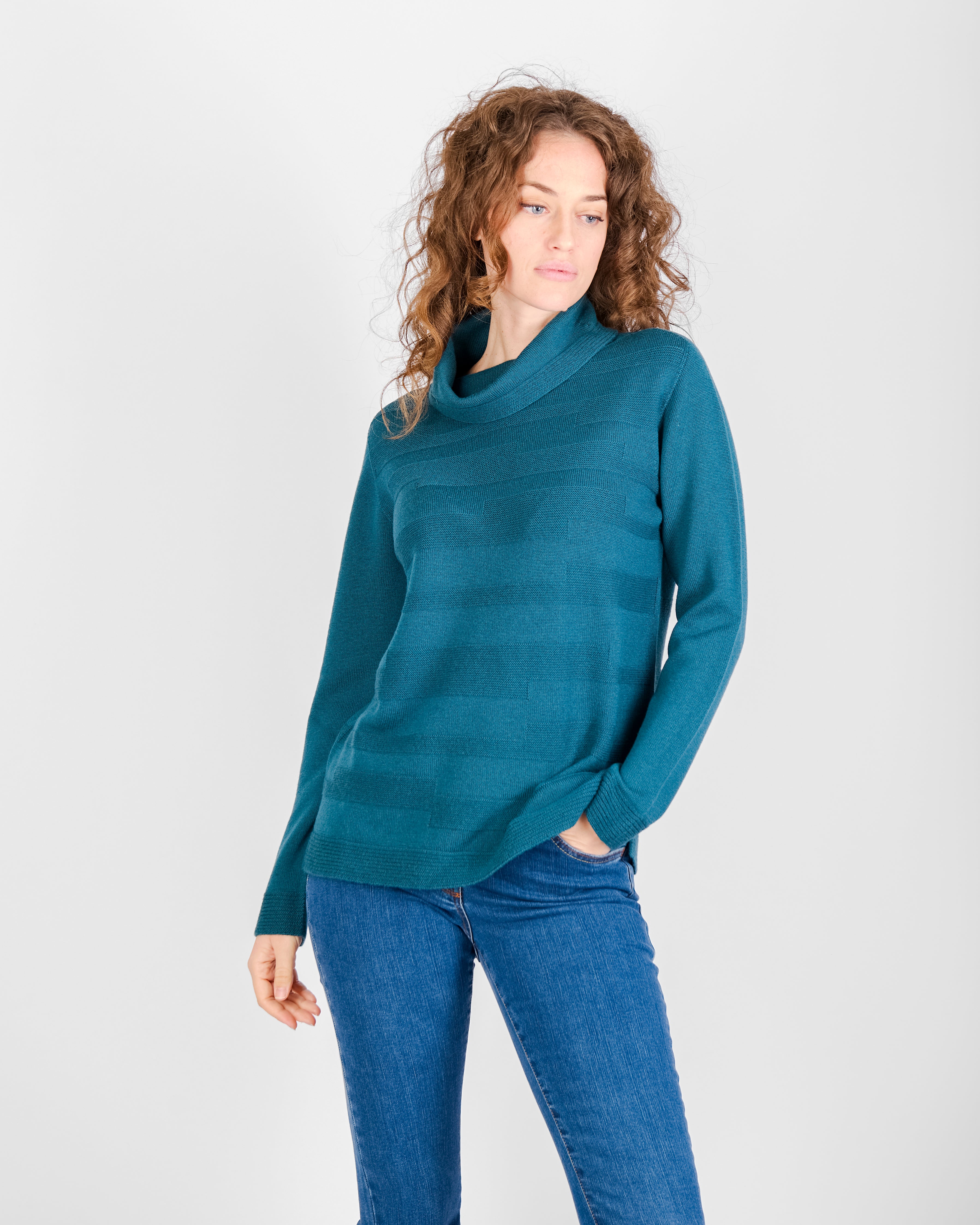 Maglia collo a ciambella motivi links Z 9517