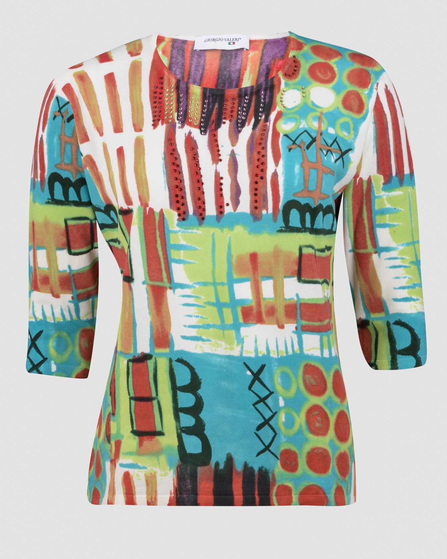 Maglia in viscosa fantasia manica 3/4 L6127