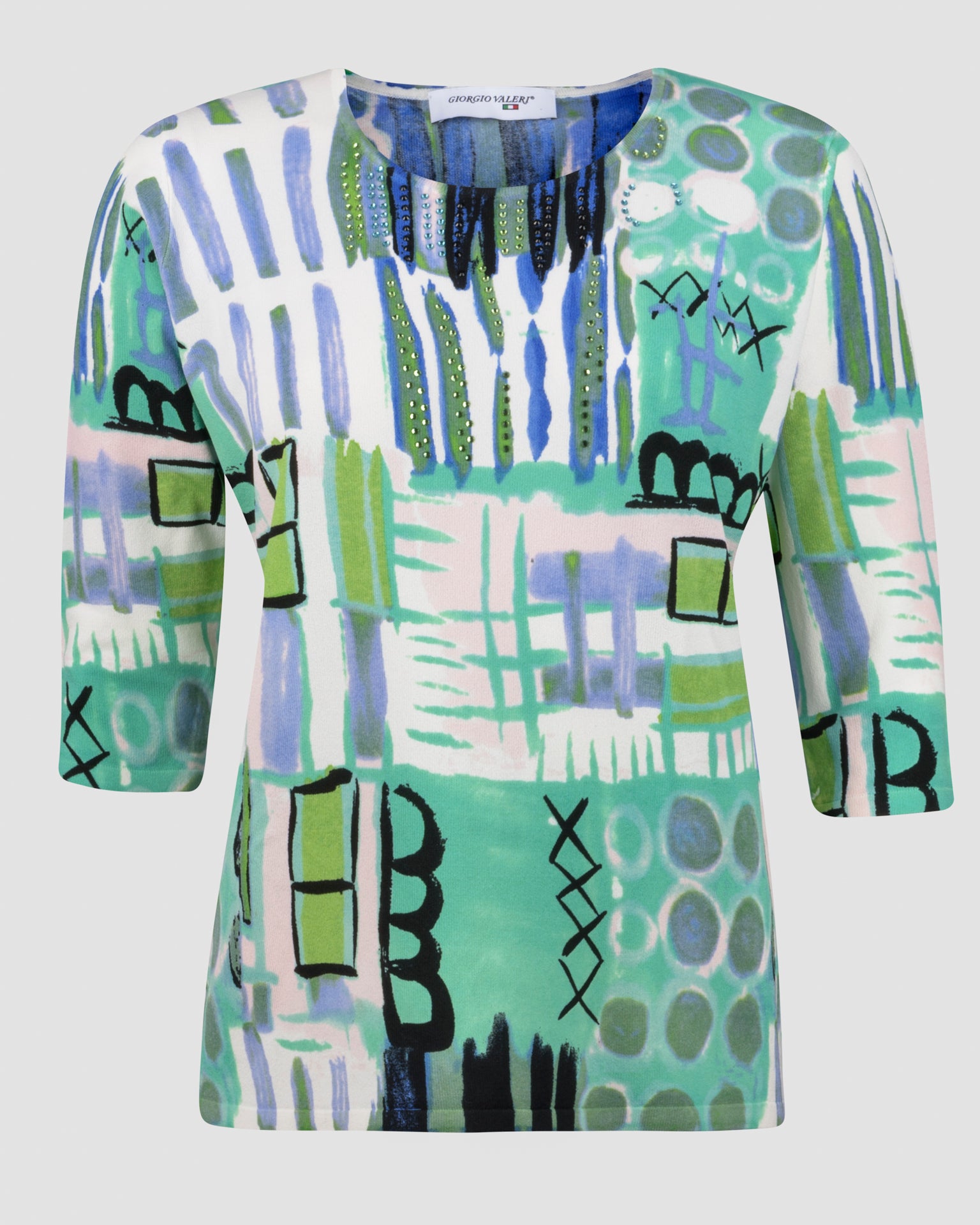 Maglia in viscosa fantasia manica 3/4 L6127
