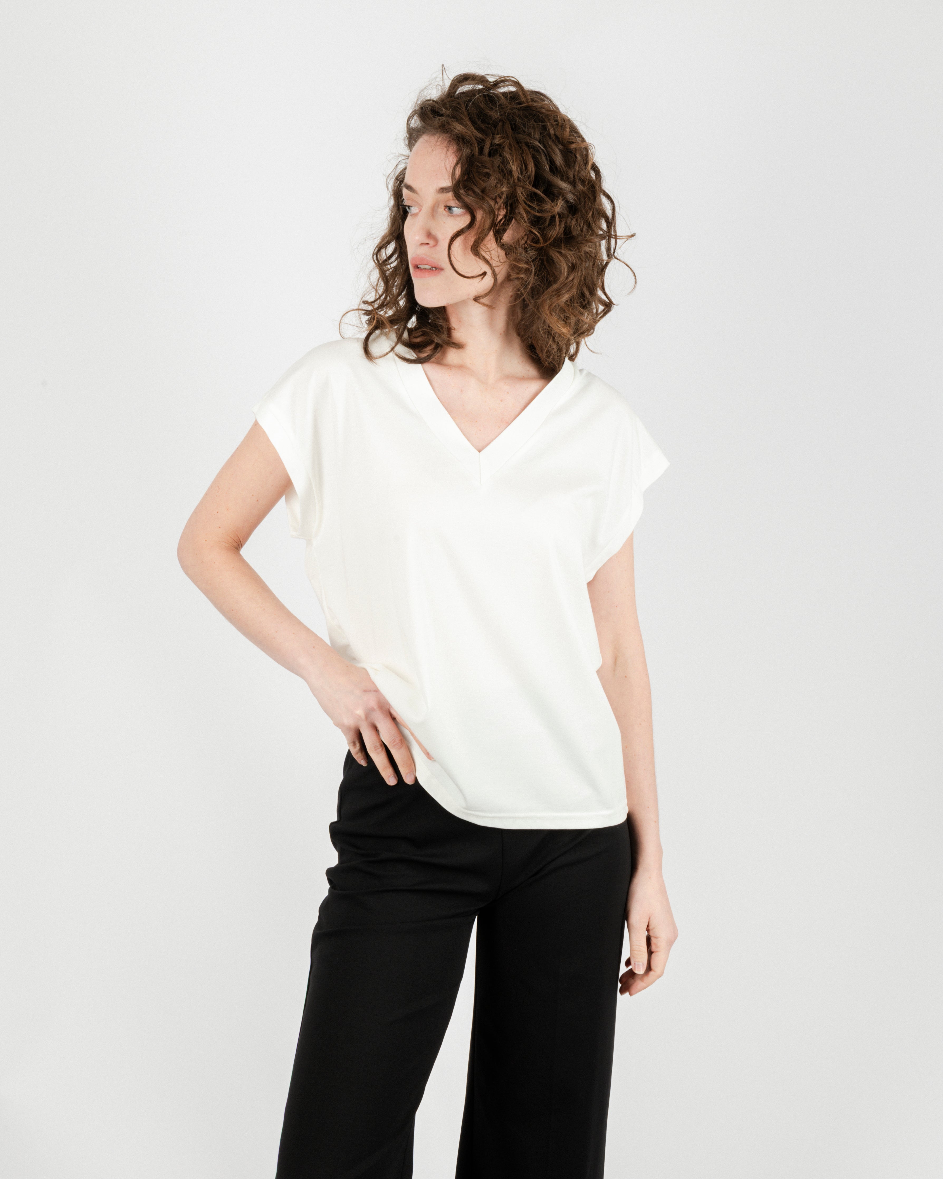 Maglia scollo V mezza manica G423/3