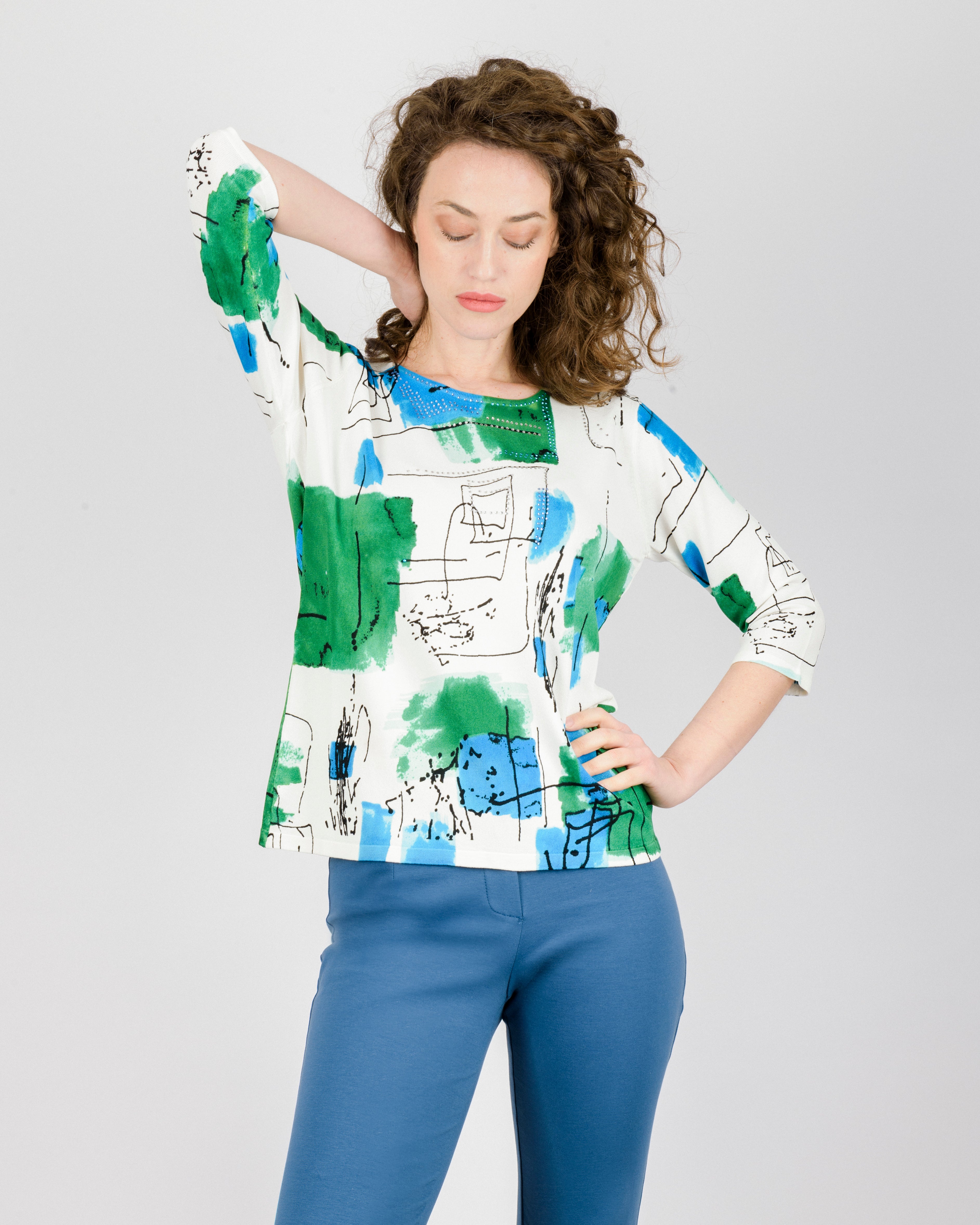 Maglia in viscosa fantasia man 3/4 L6192
