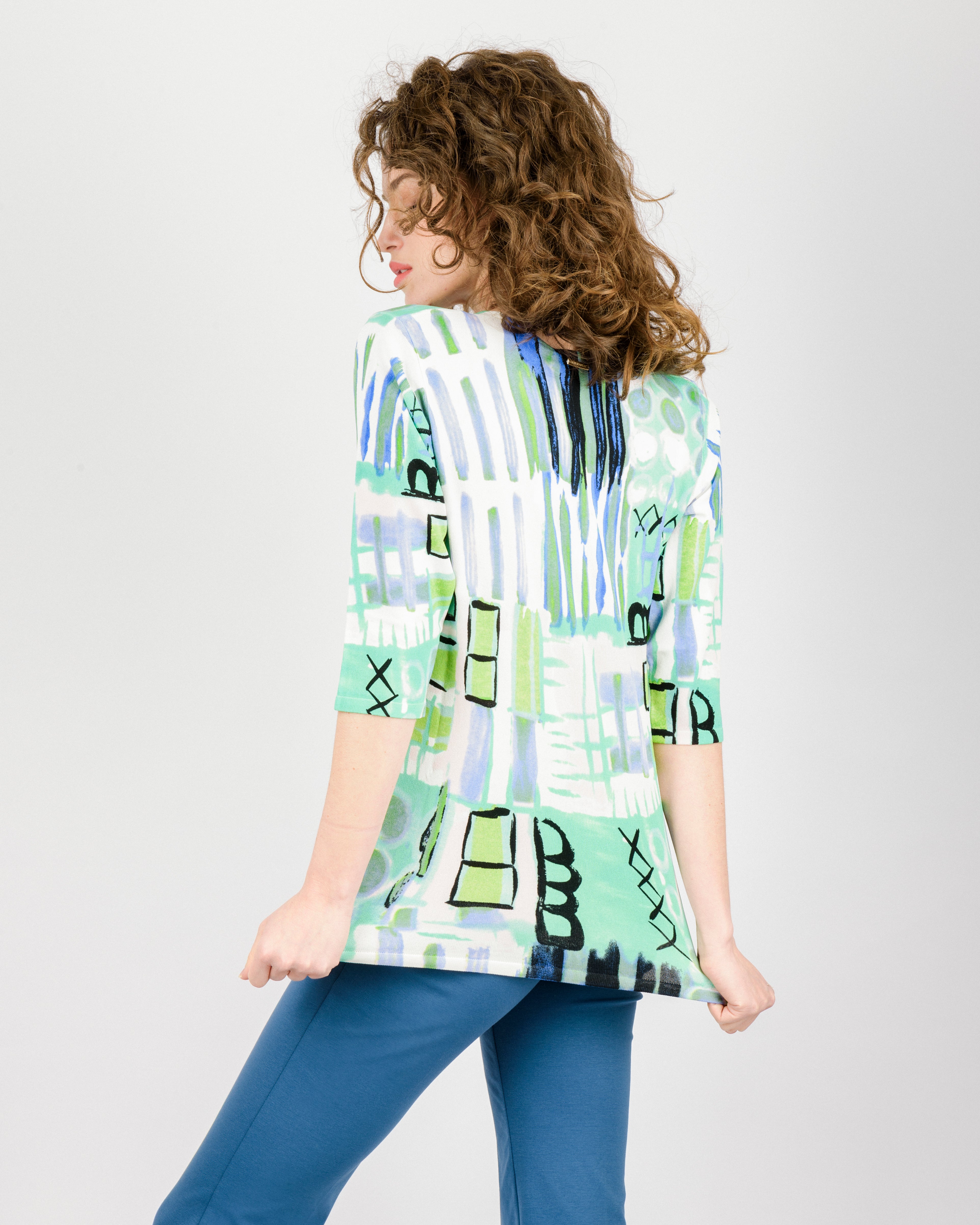 Maglia in viscosa fantasia manica 3/4 L6127