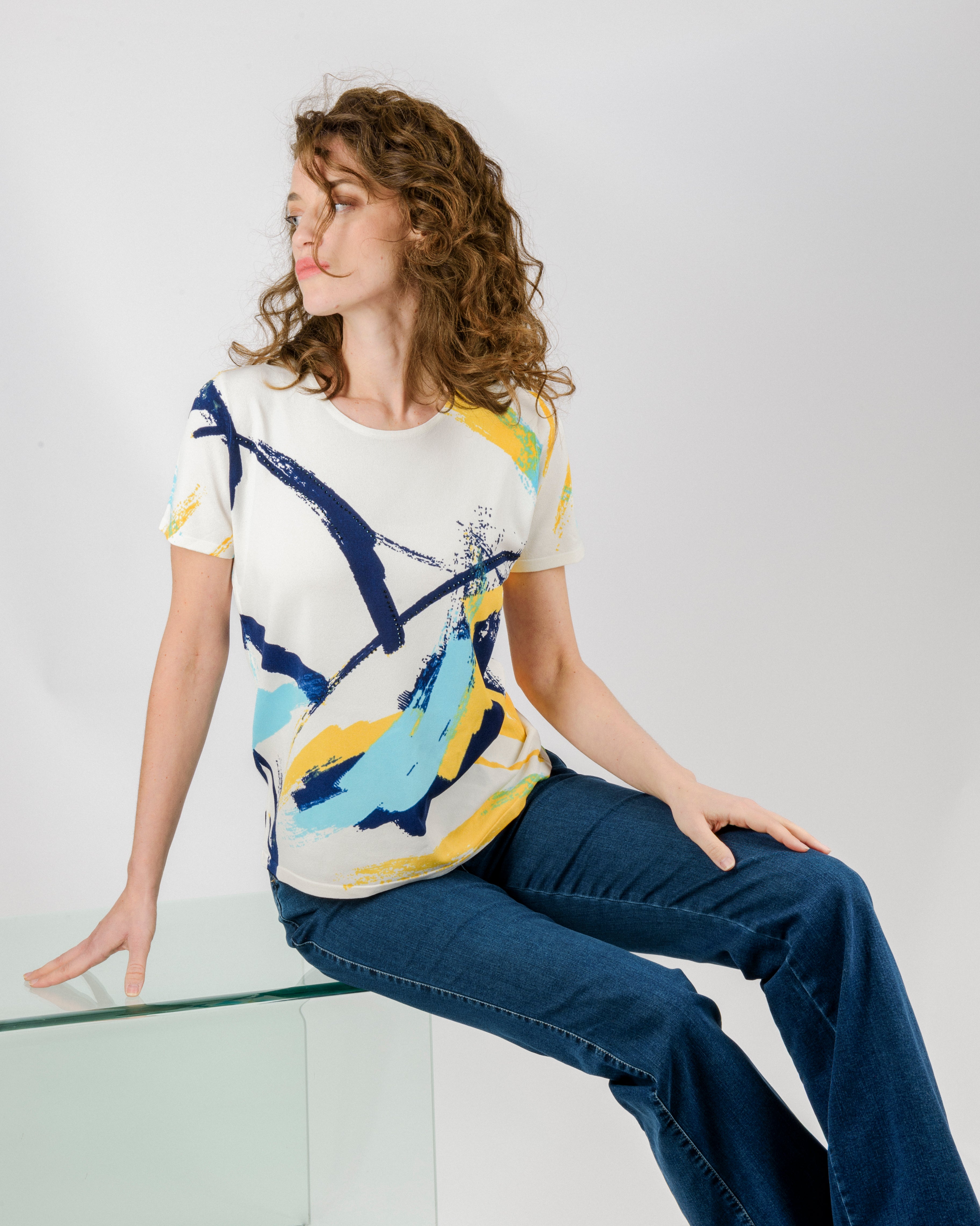 Maglia in viscosa fantasia M/M strass UF 47/A