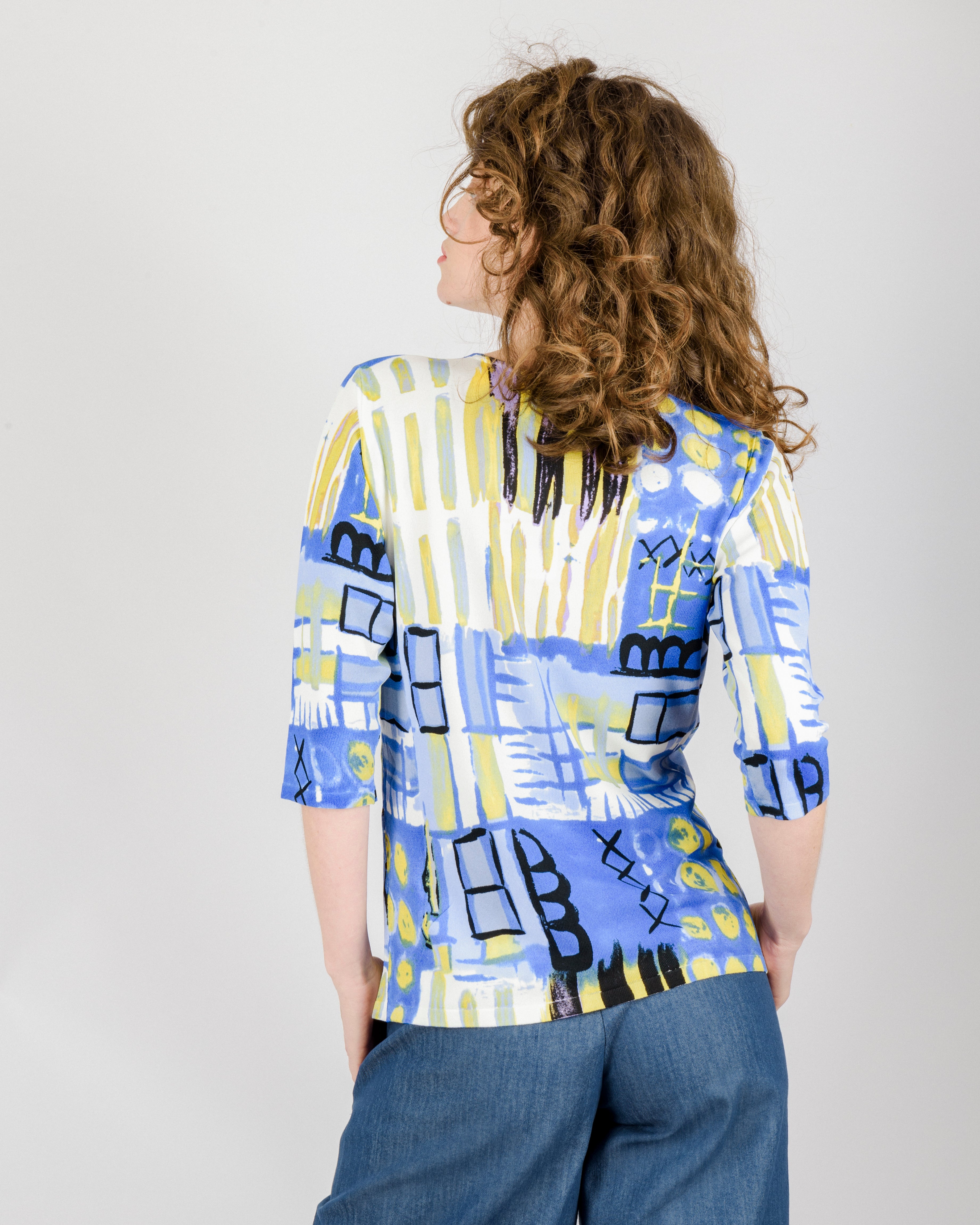 Maglia in viscosa fantasia manica 3/4 L6127