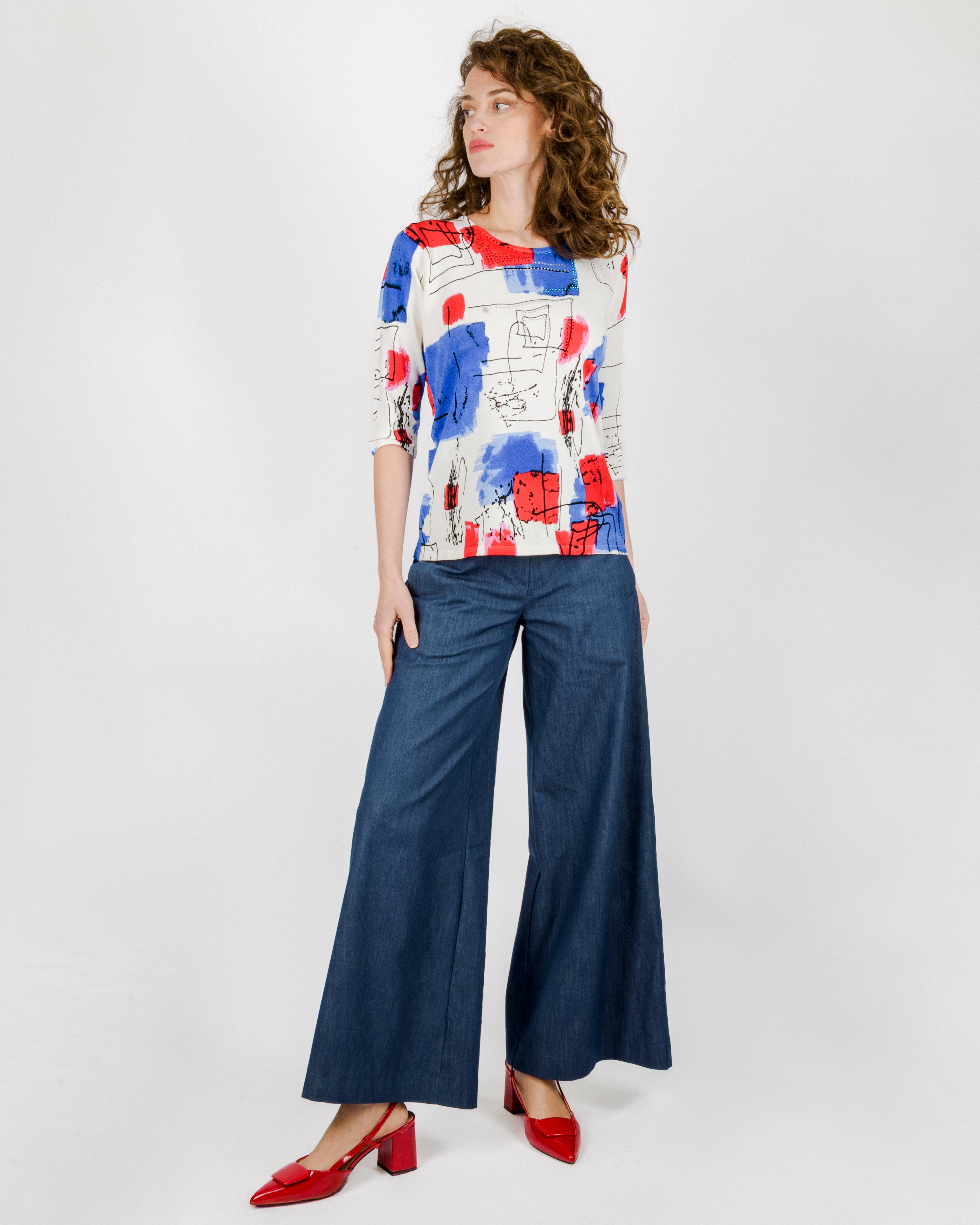 Maglia in viscosa fantasia man 3/4 L6192