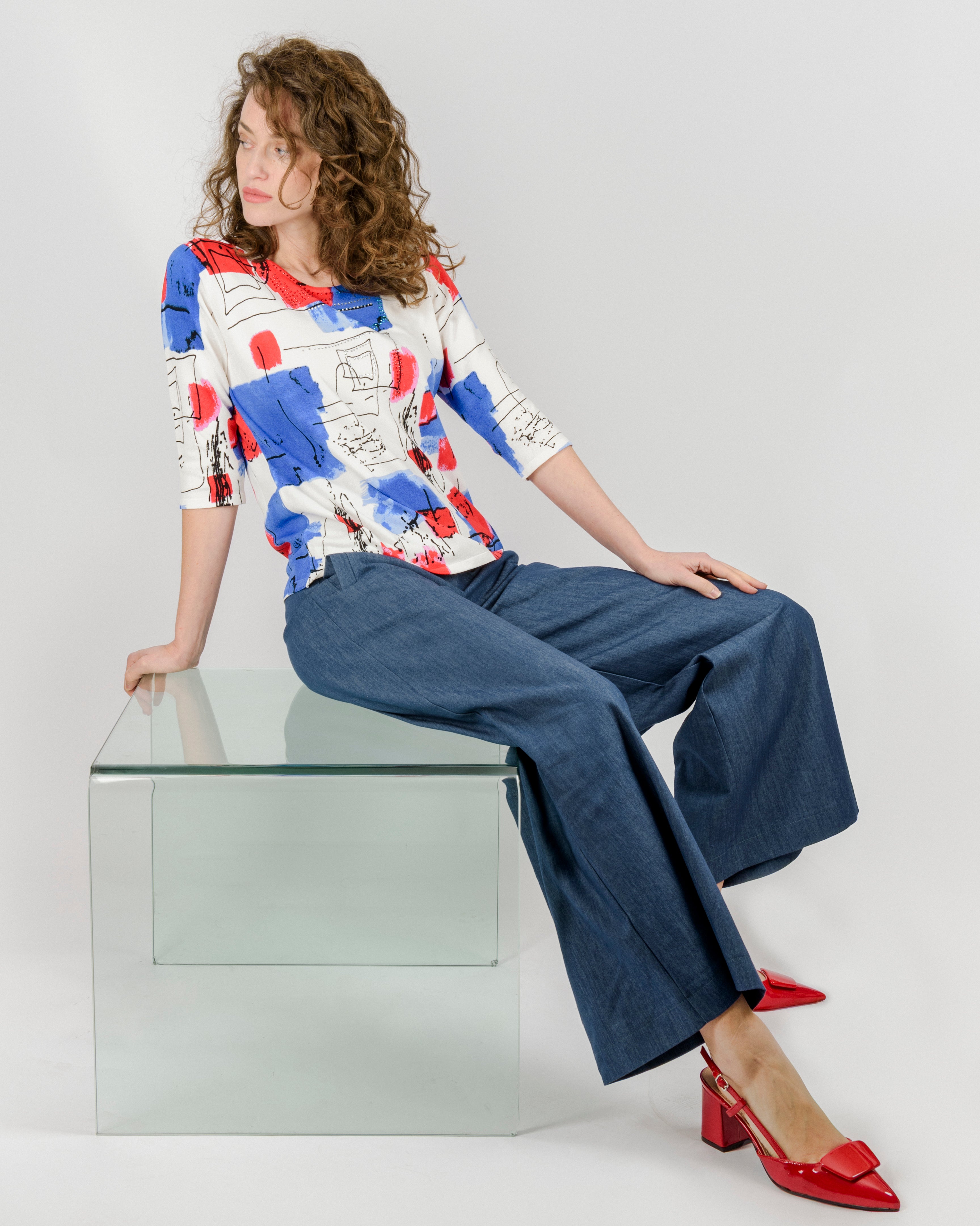 Maglia in viscosa fantasia man 3/4 L6192