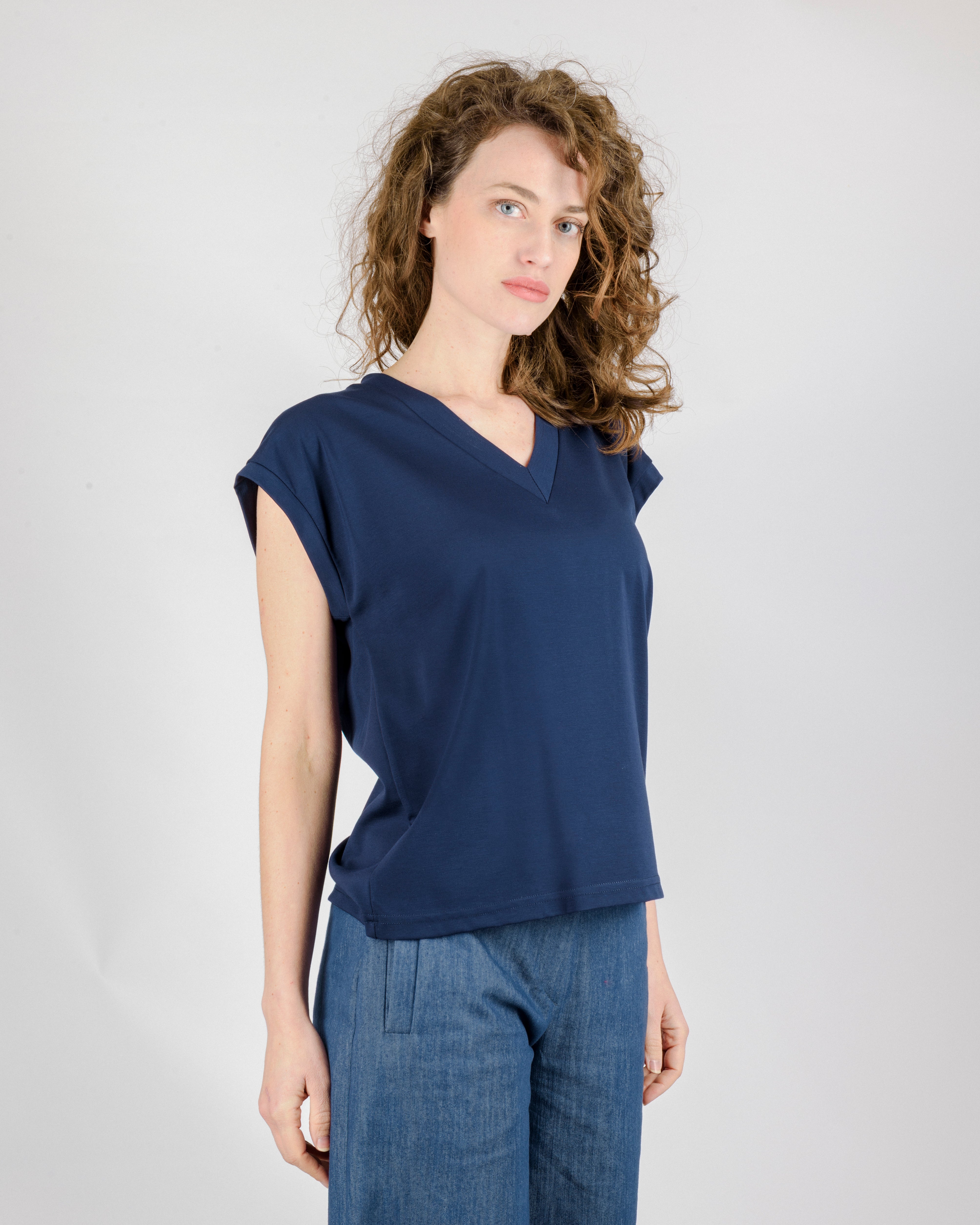 Maglia scollo V mezza manica G423/3