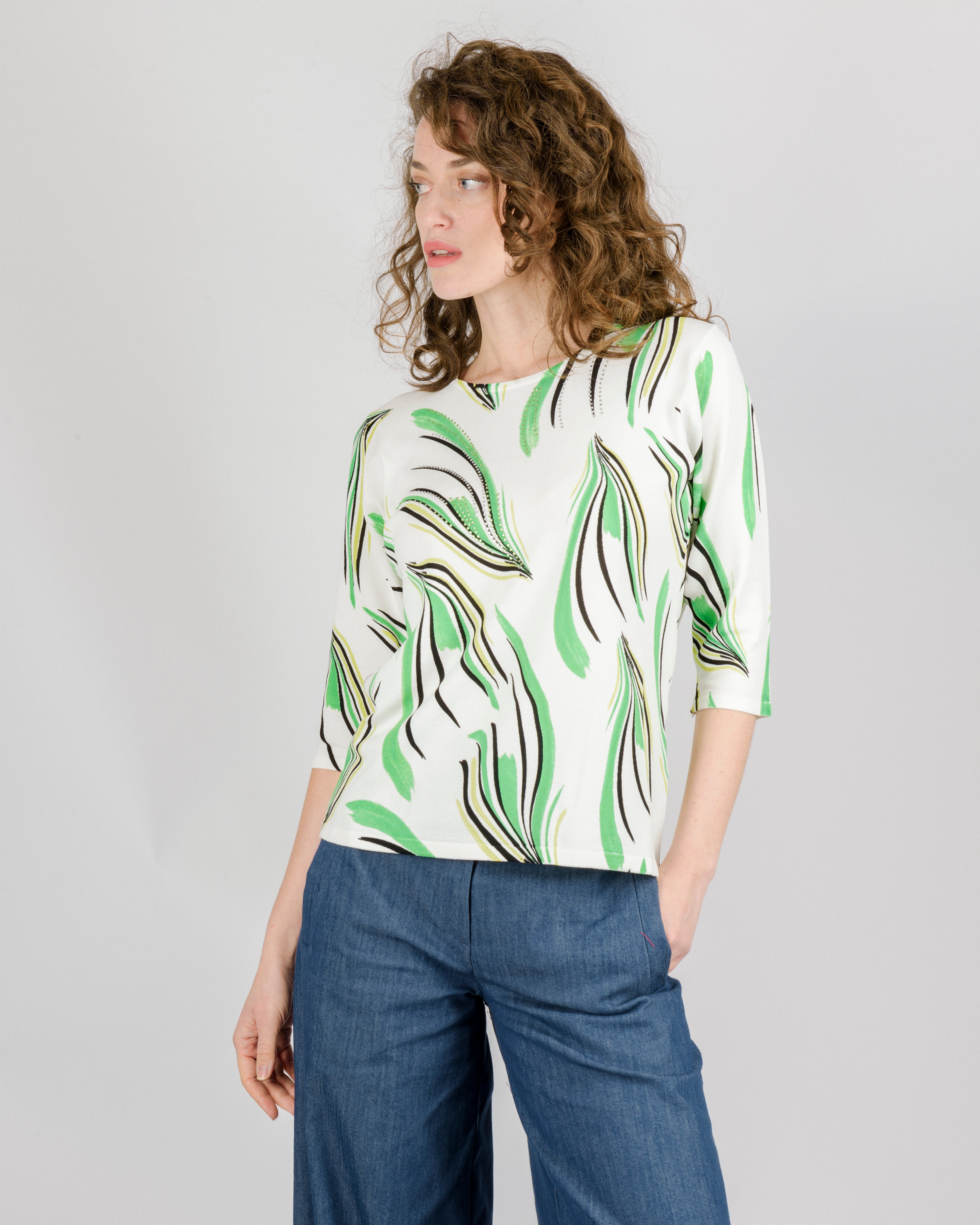 Maglia in viscosa fantasia manica 3/4 L6190