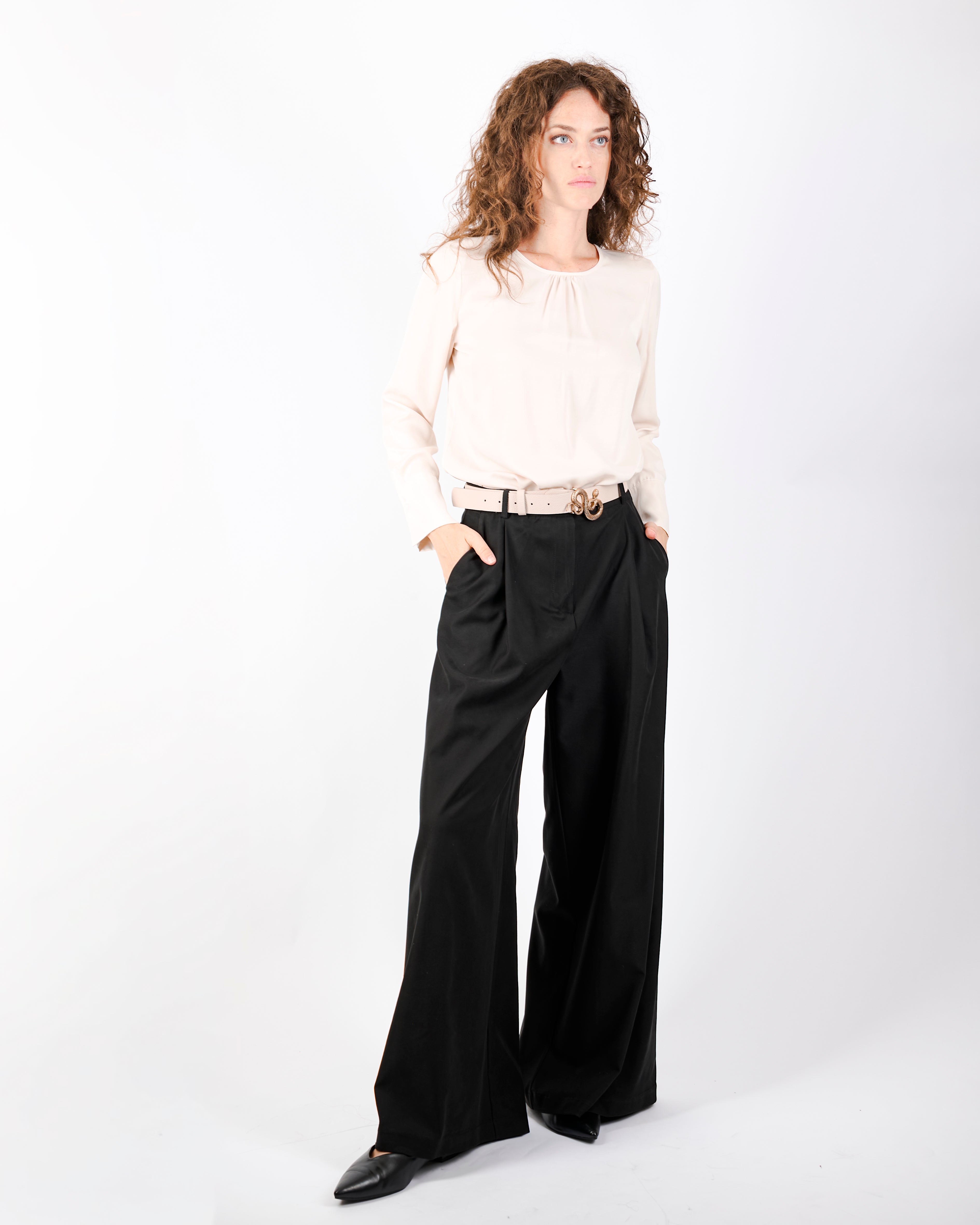 Pantalone con pence palazzo cupro soft PA 778