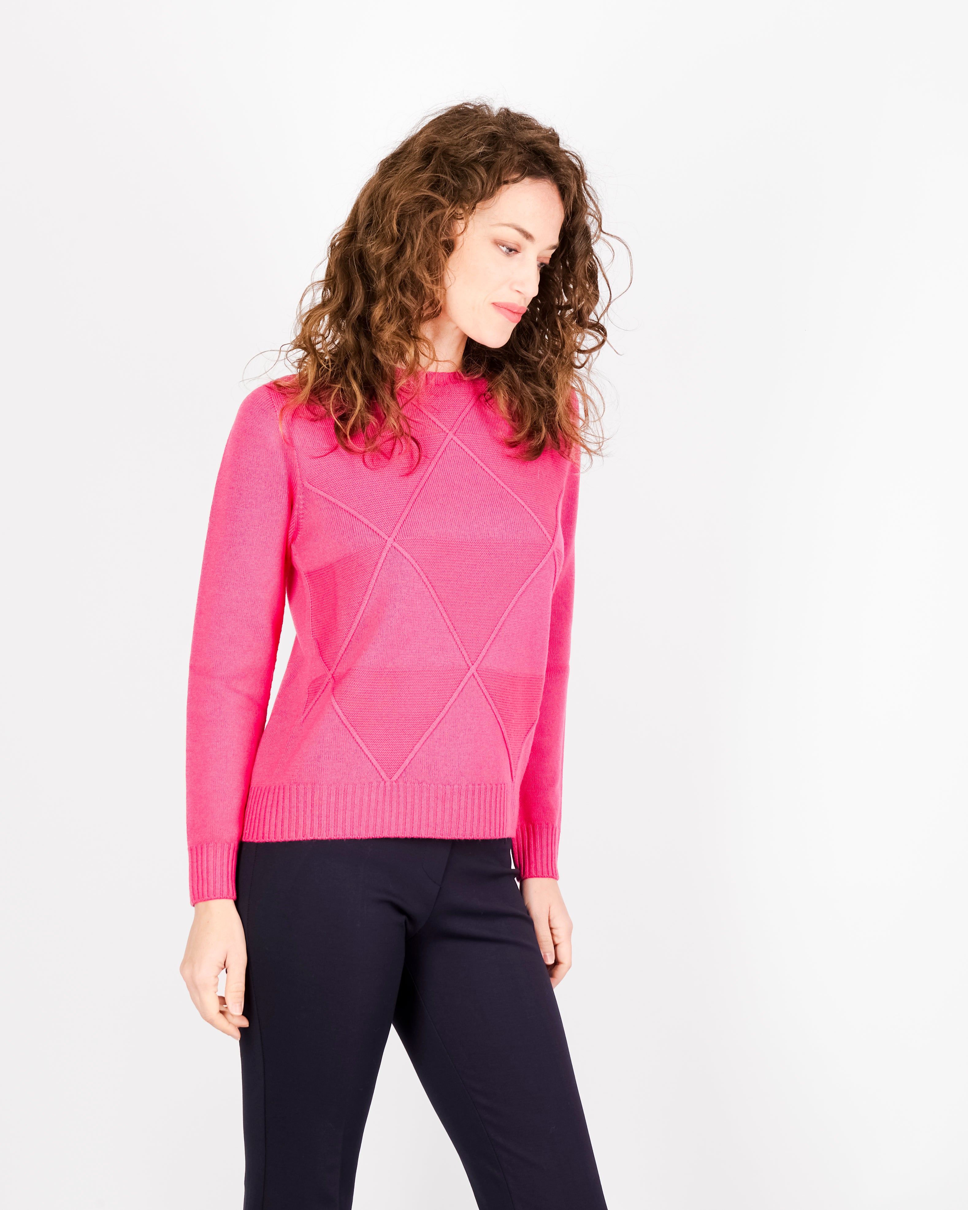 Maglia girocollo rombi links pura lana DA 504