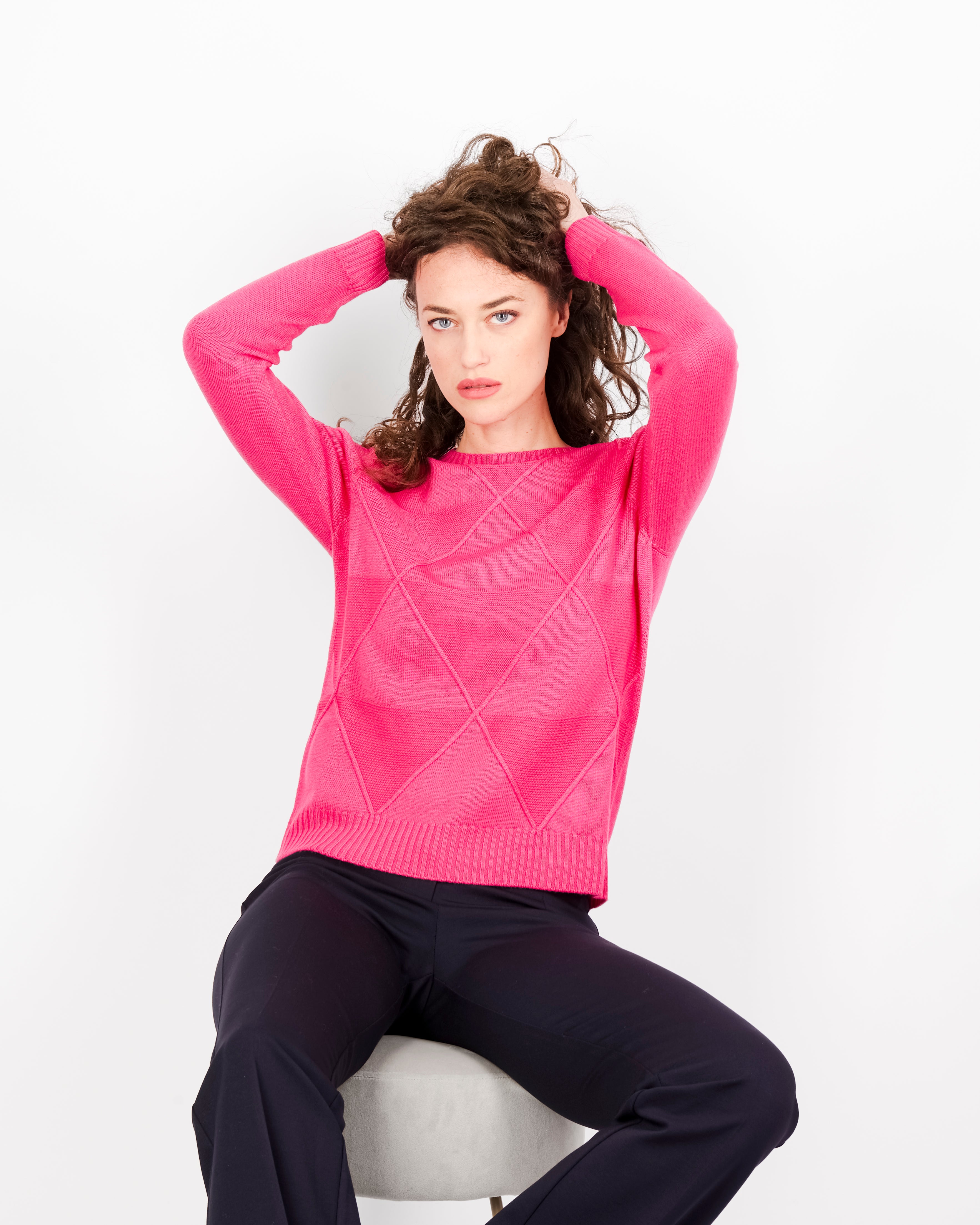 Maglia girocollo rombi links pura lana DA 504