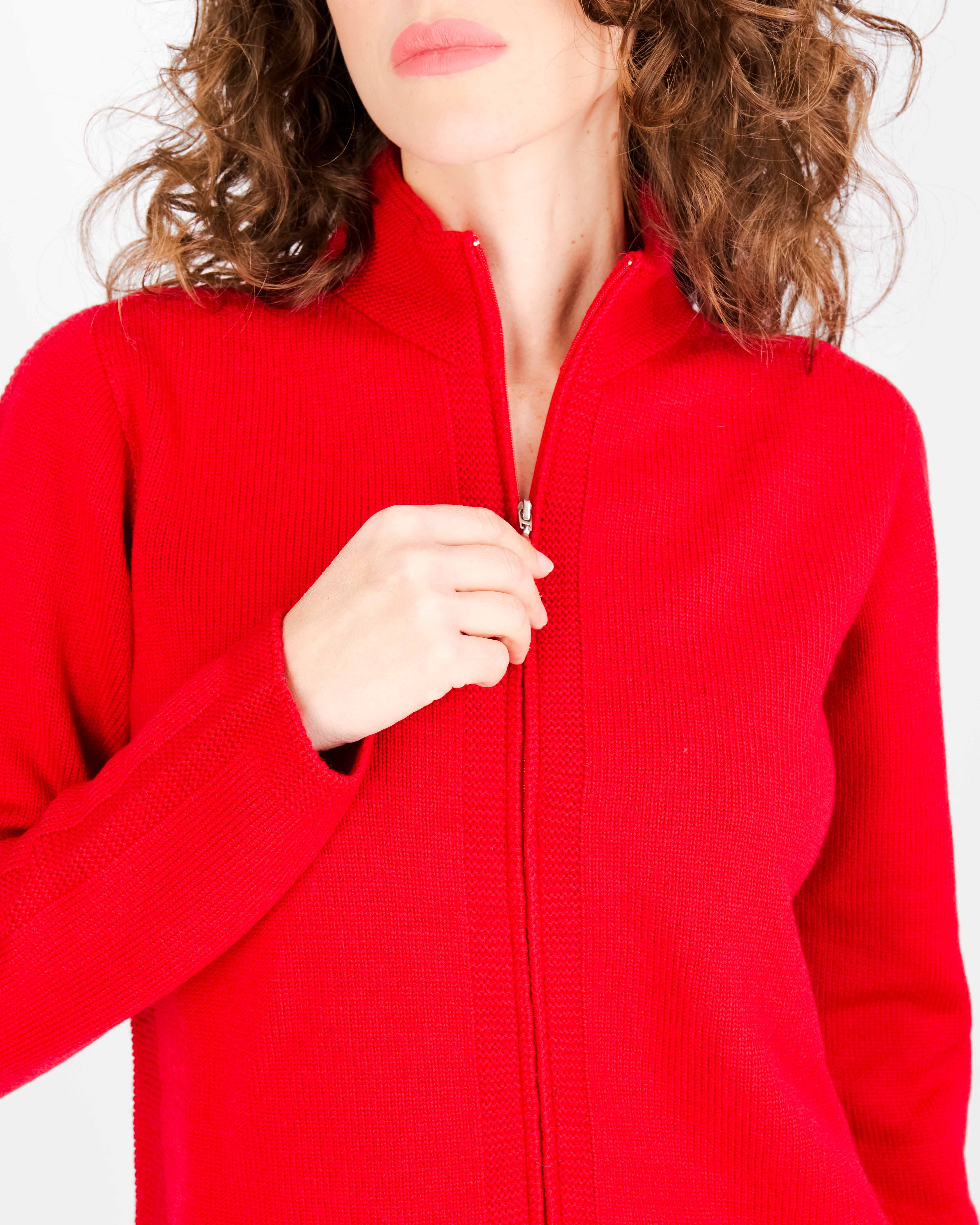 Cardigan zip pura lana con tasche AZ8152