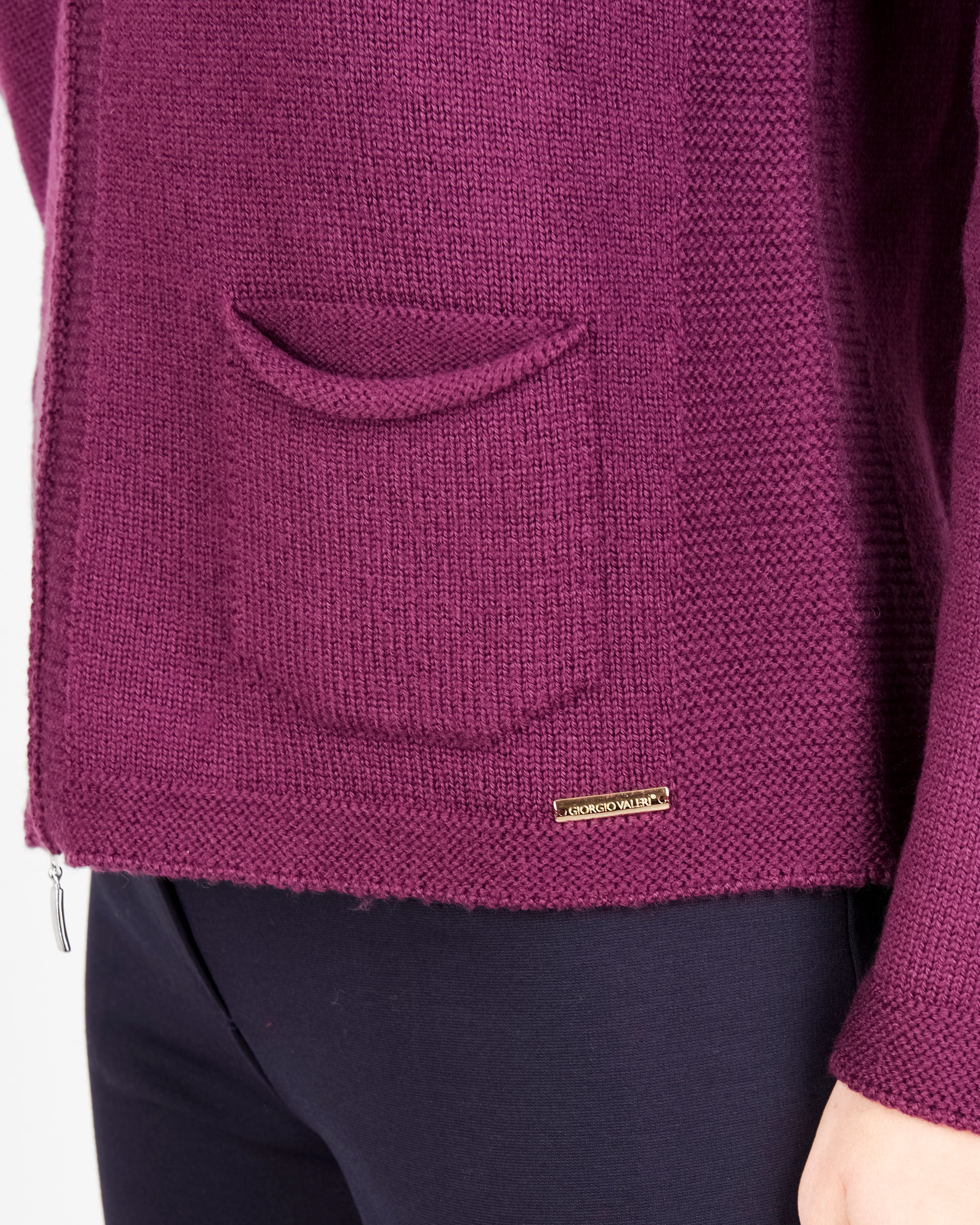 Cardigan zip pura lana con tasche AZ8152