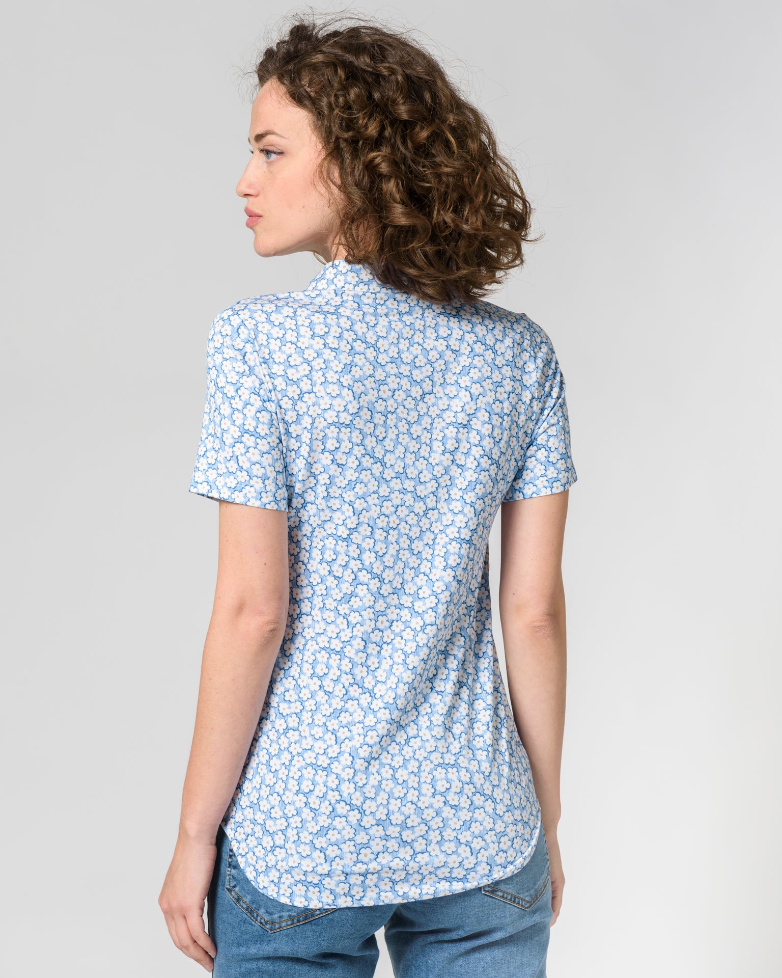 Camicia in lino fiori 2477