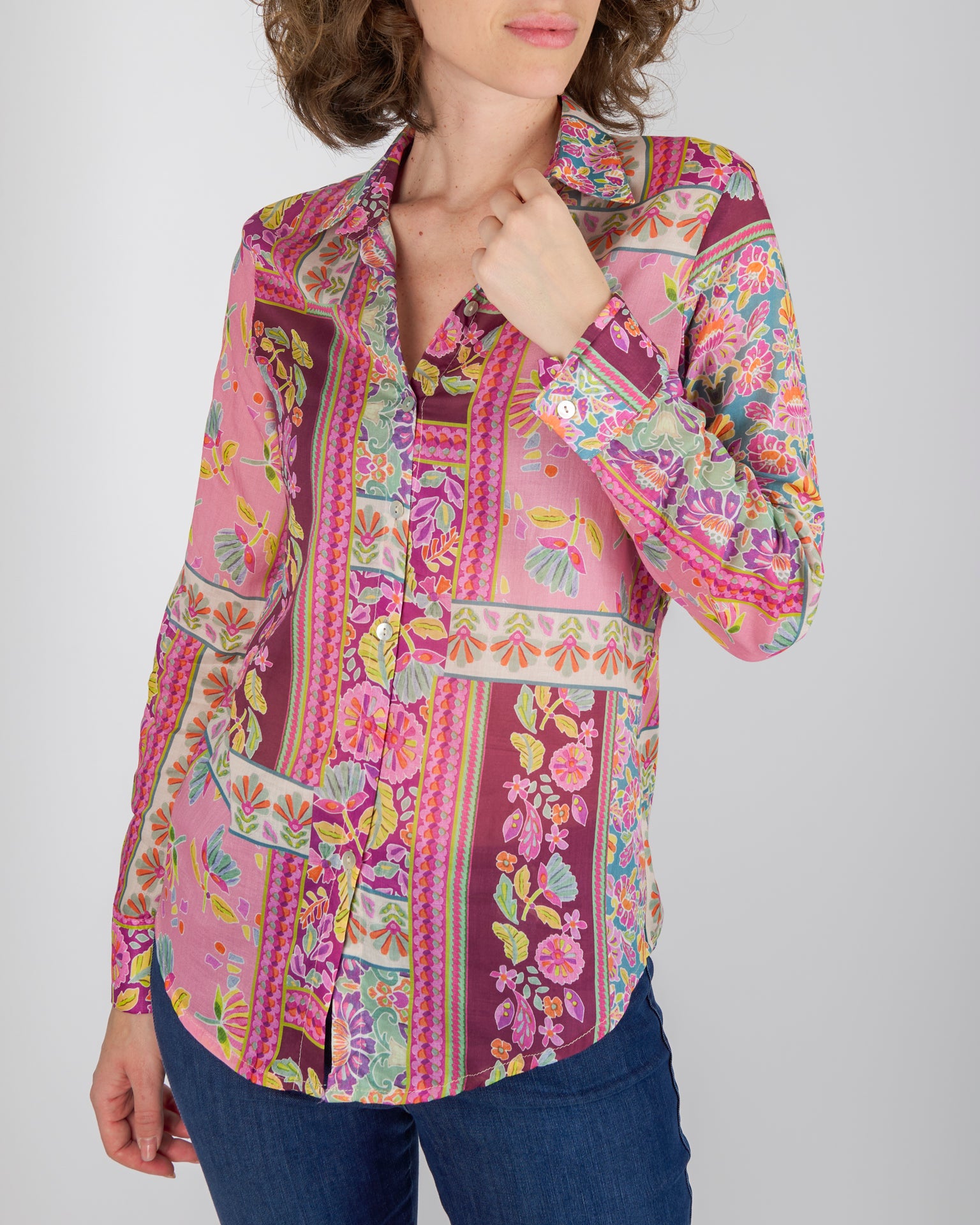 Camicia in mussola di cotone fantasia 250387