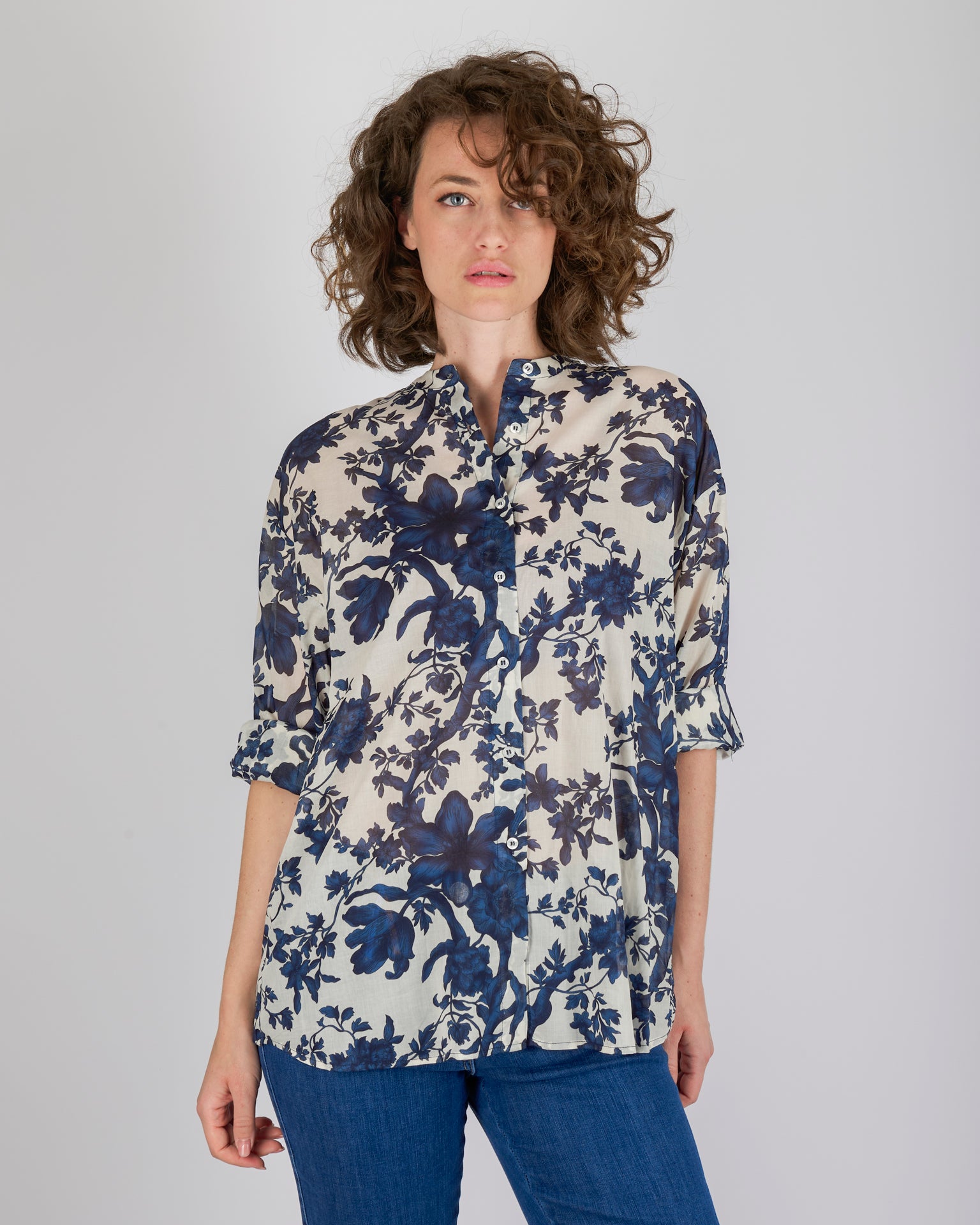 Camicia lunga in viscosa fantasia 24105