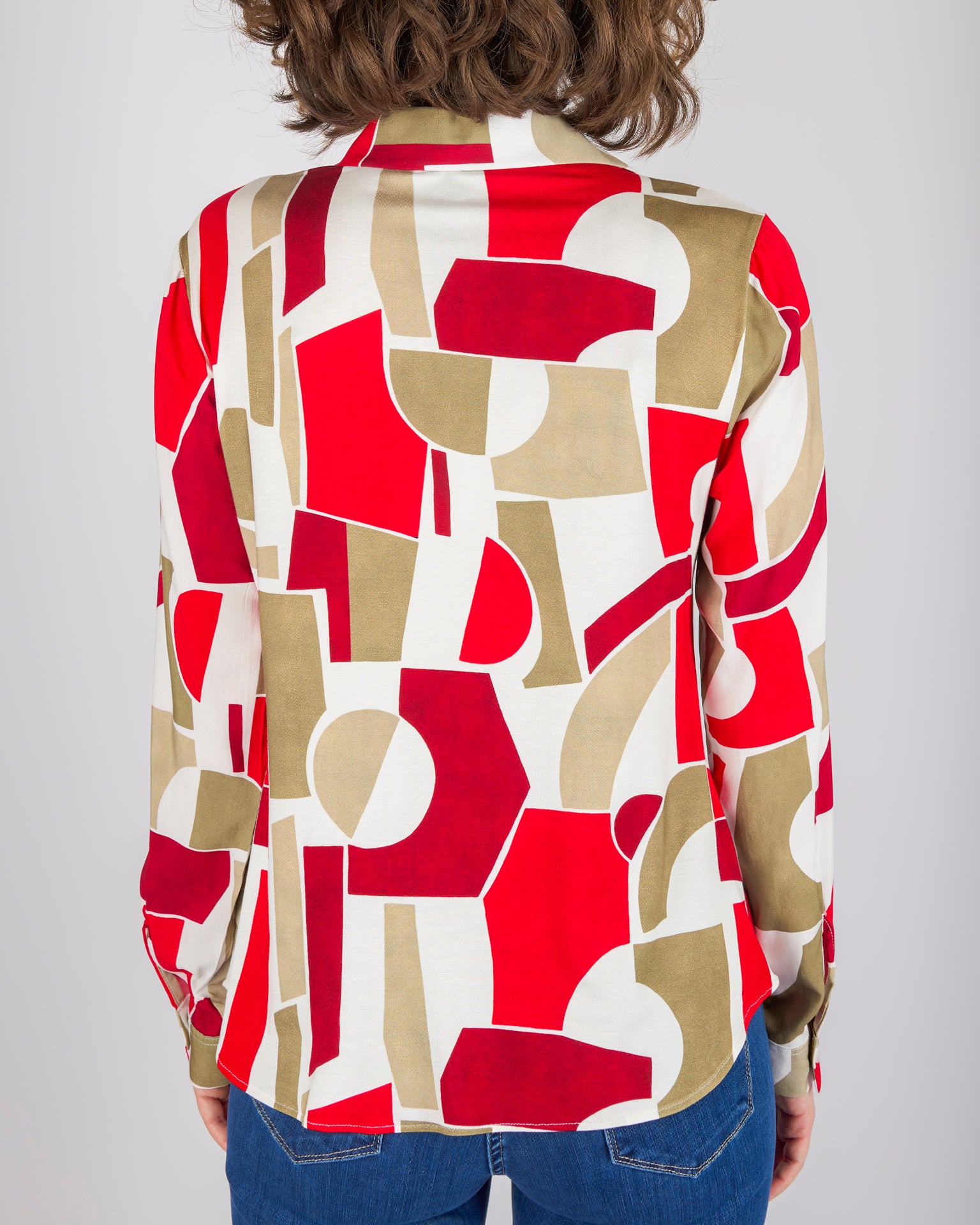 Camicia in viscosa fantasia geometrica 24138