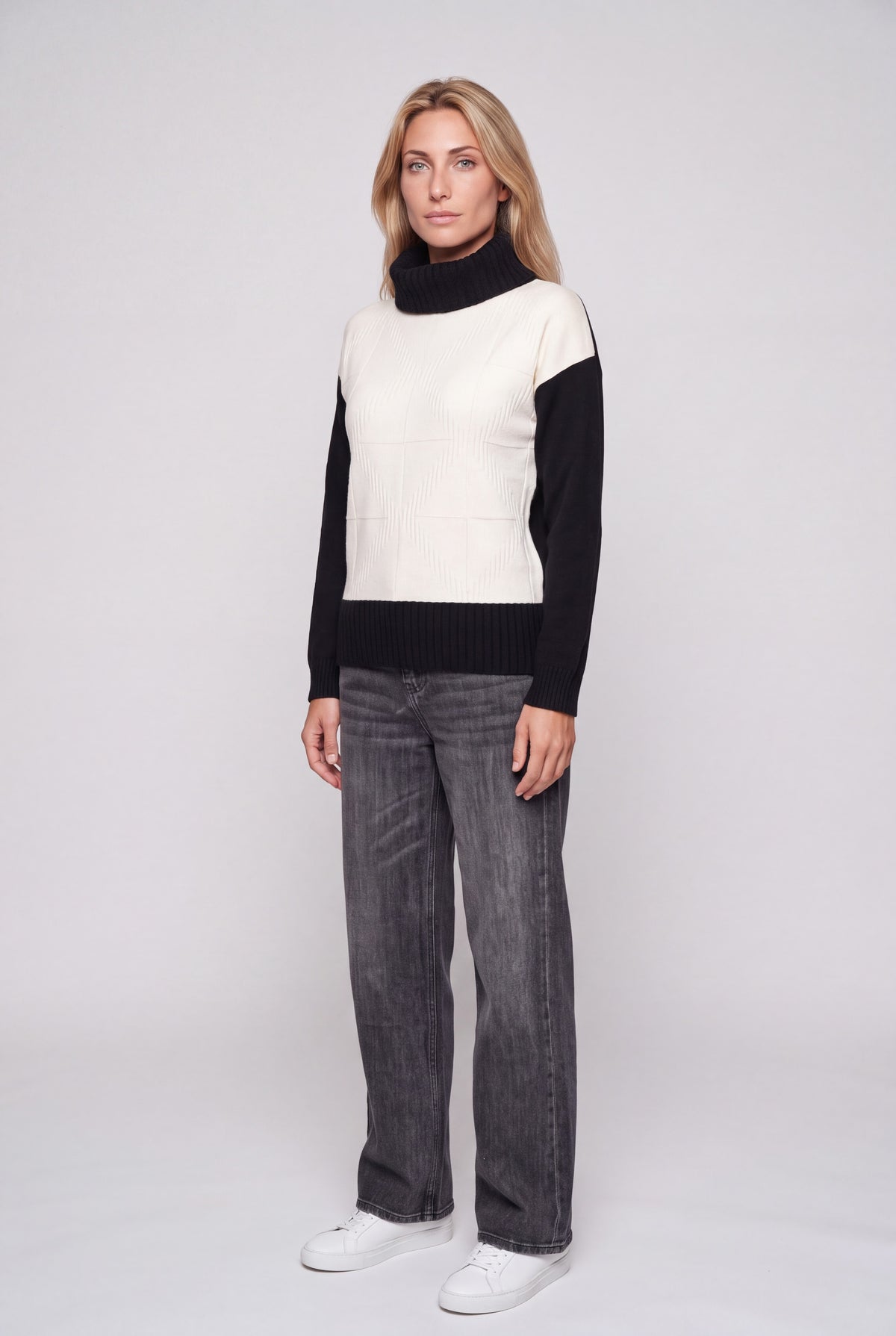 Maglia collo ciambella bicolor 21427