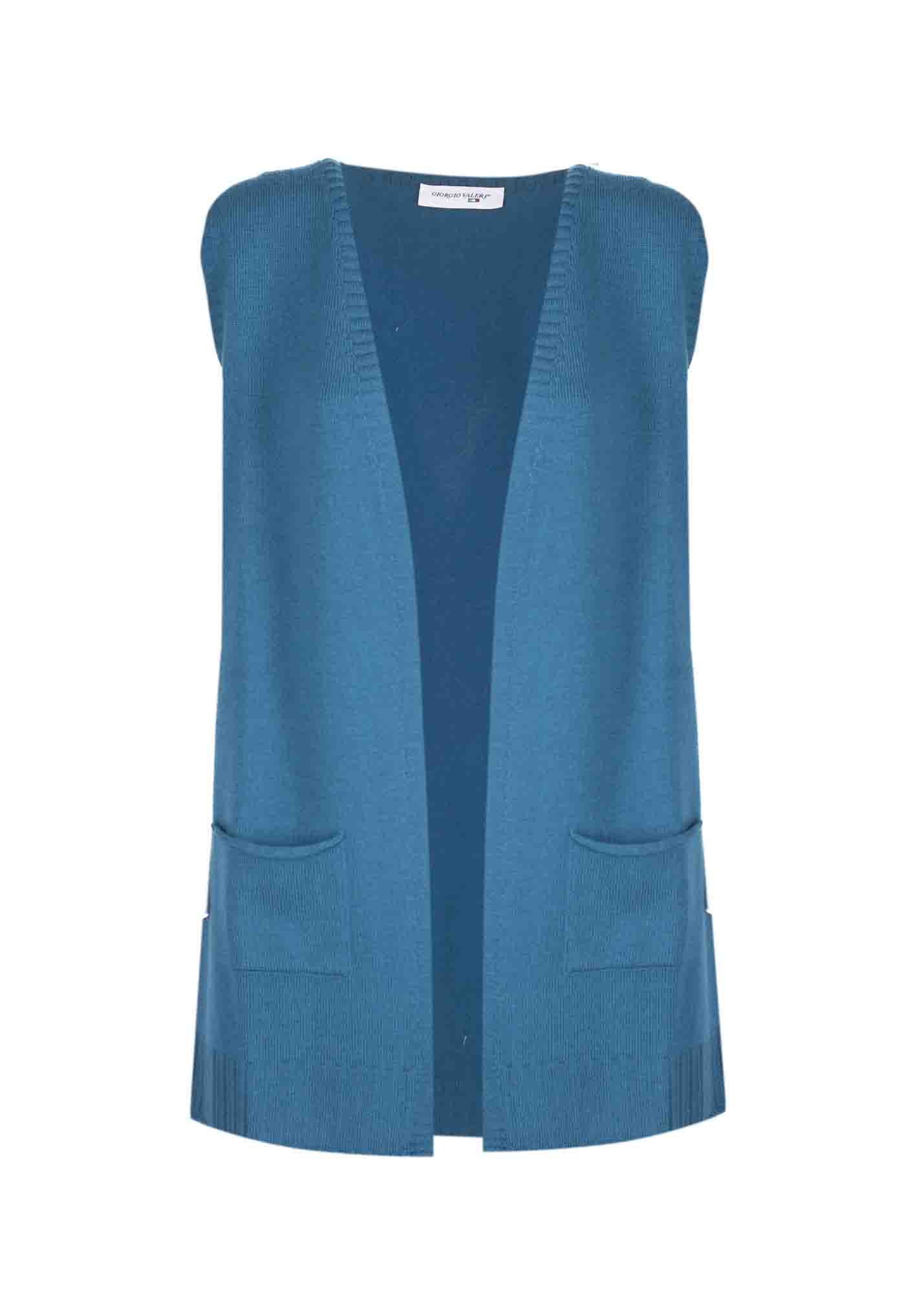 Cardigan smanicato pura lana Z7241