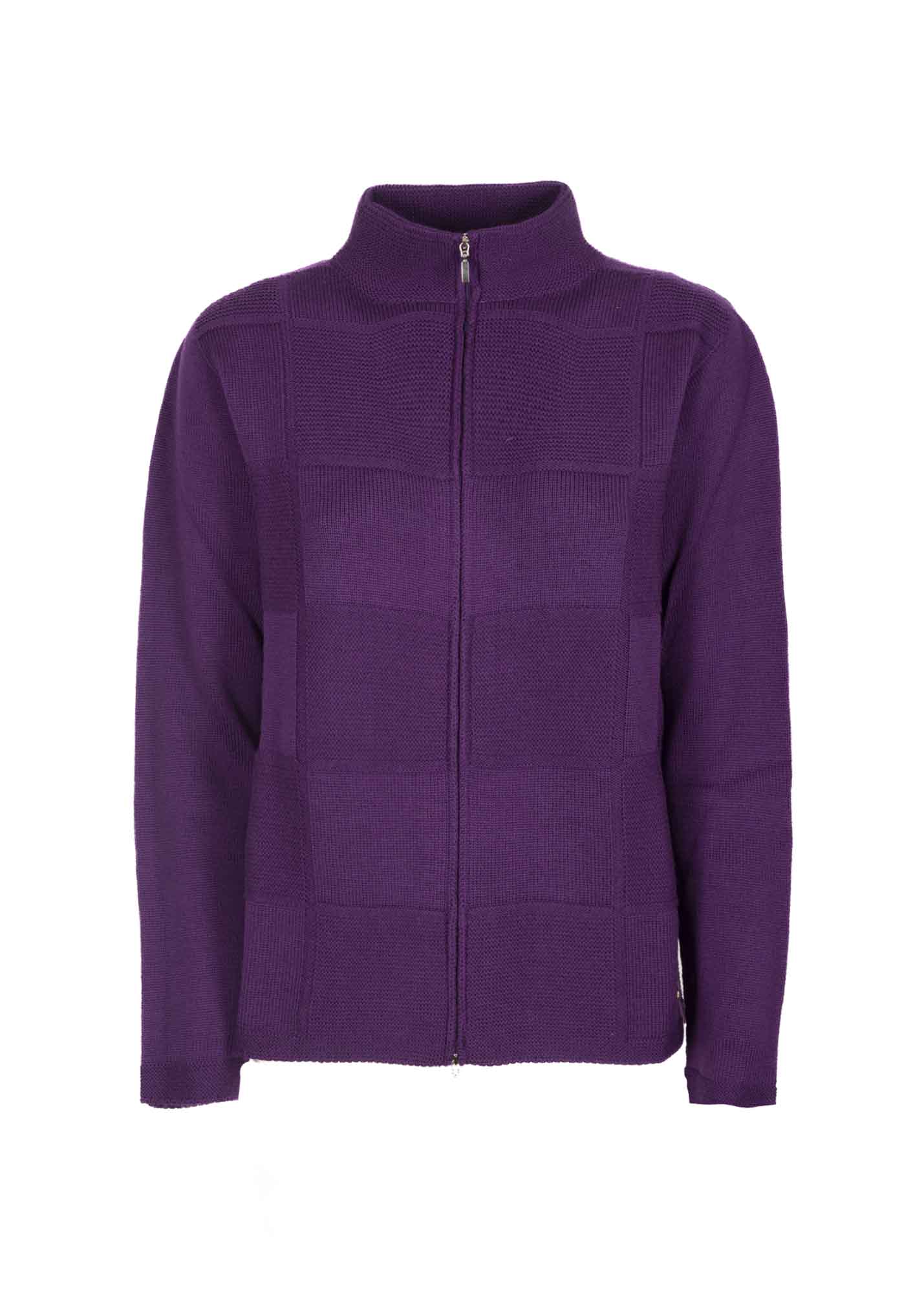 Cardigan zip pura lana motivo quadri Z9141
