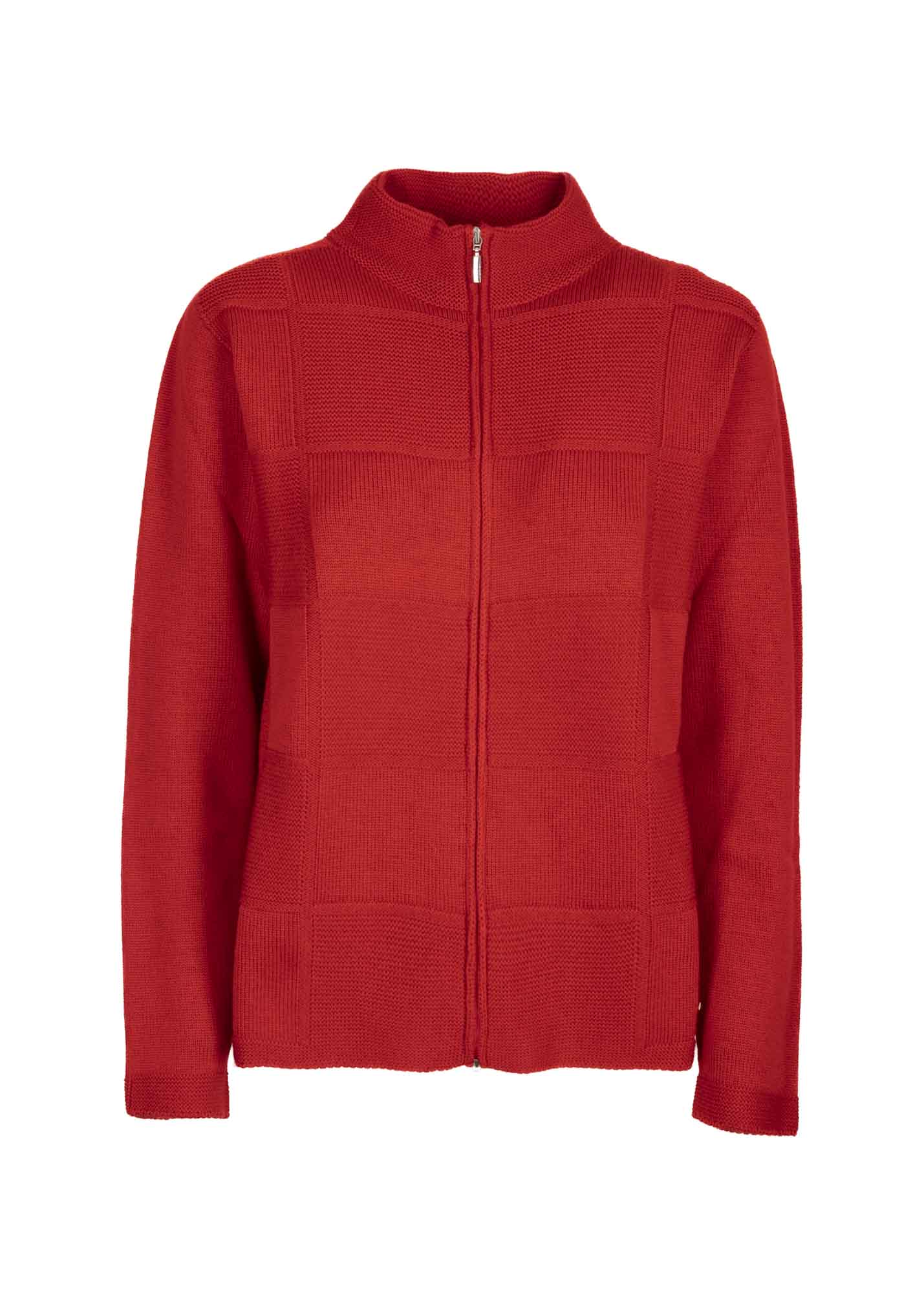 Cardigan zip pura lana motivo quadri Z9141