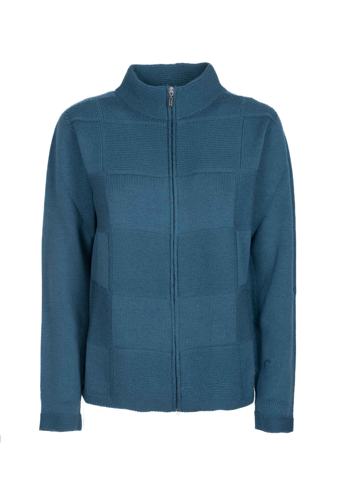 Cardigan zip pura lana motivo quadri Z9141