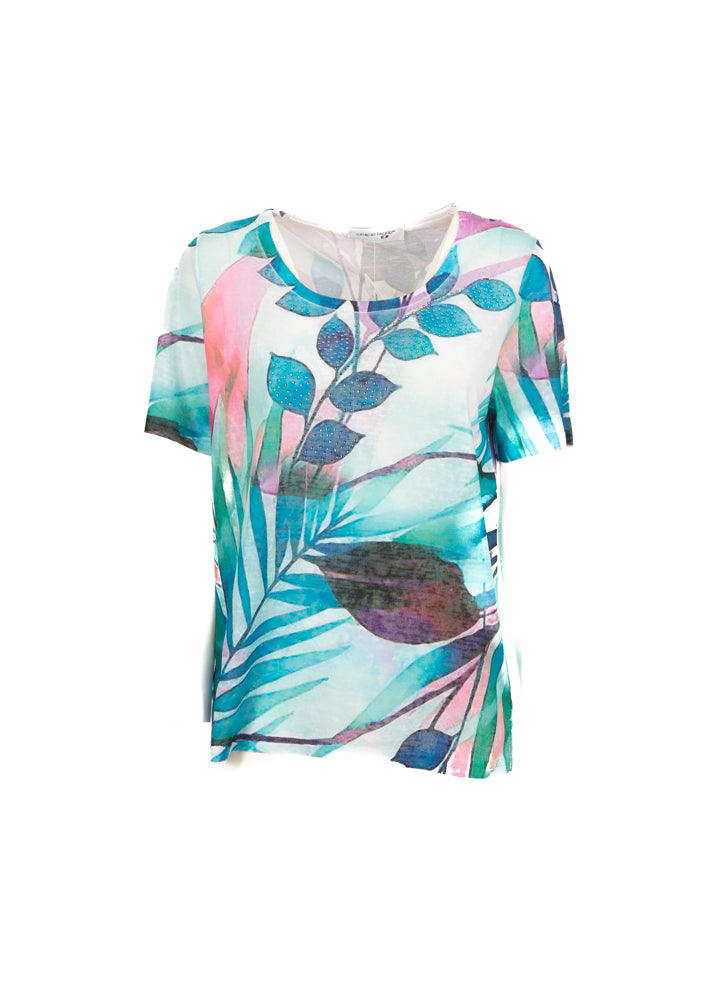 Maglia scollo madonna cotone fantasia 8651M