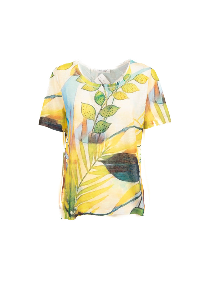 Maglia scollo madonna cotone fantasia 8651M