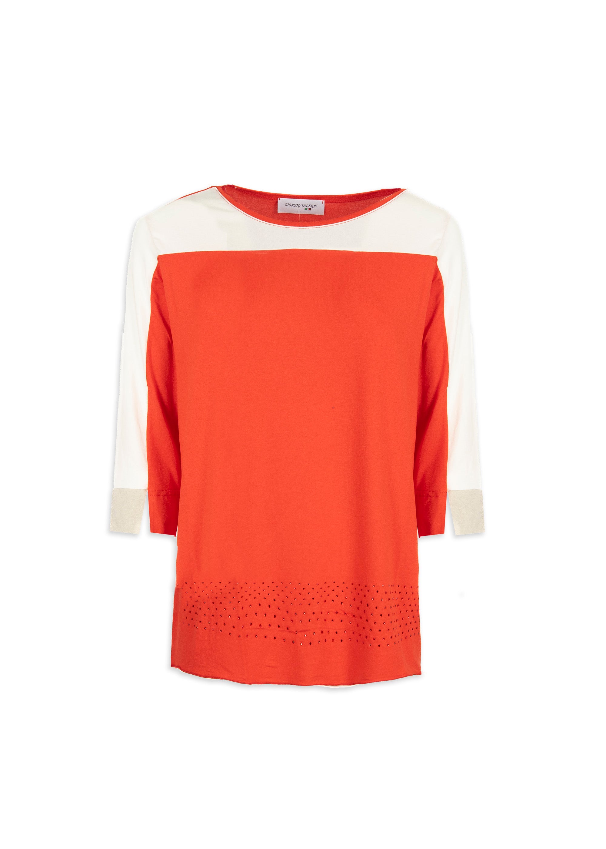 Maglia giro bicolore e strass 200