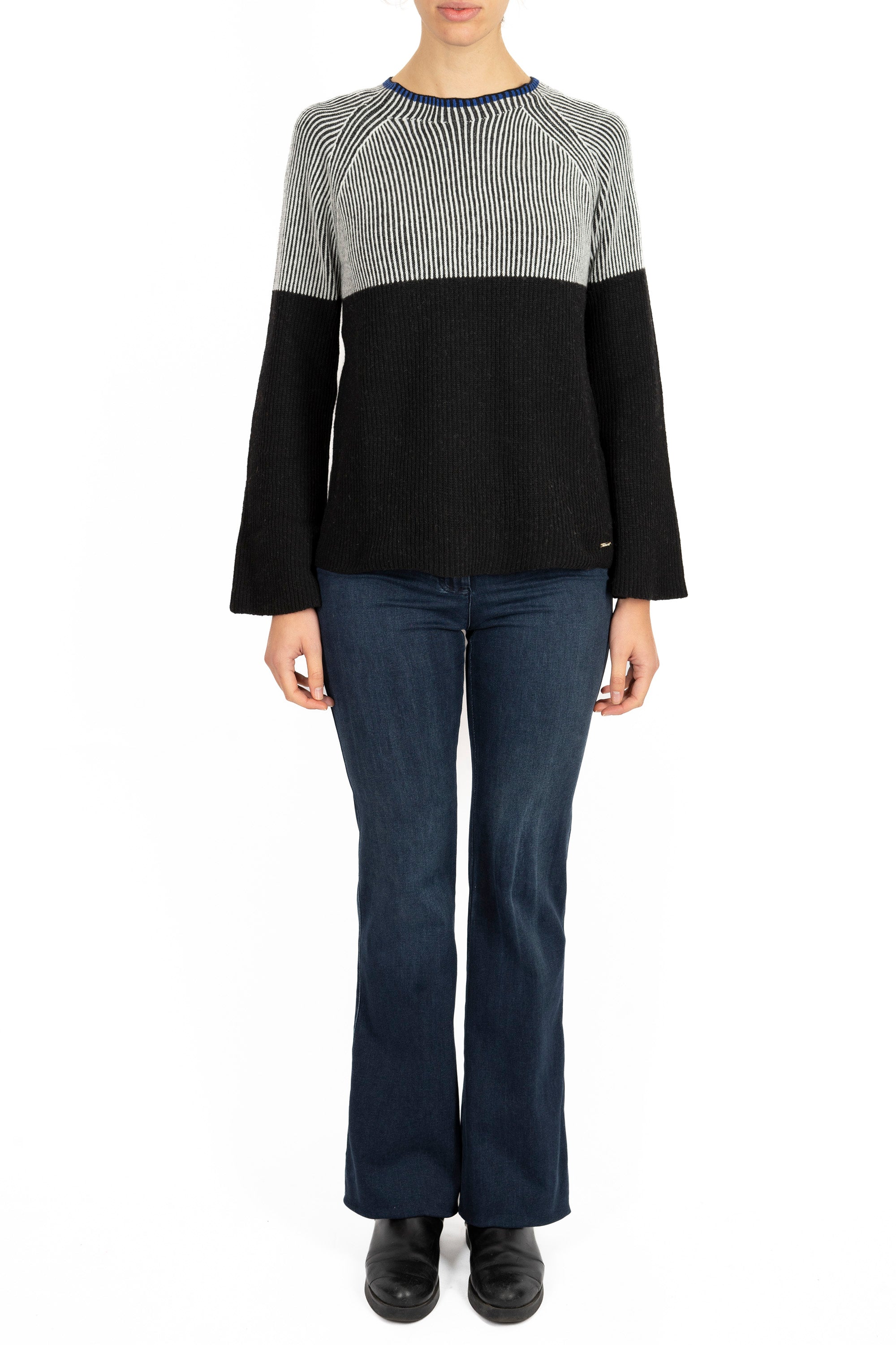 Girocollo maglia inglese bicolore manica raglan