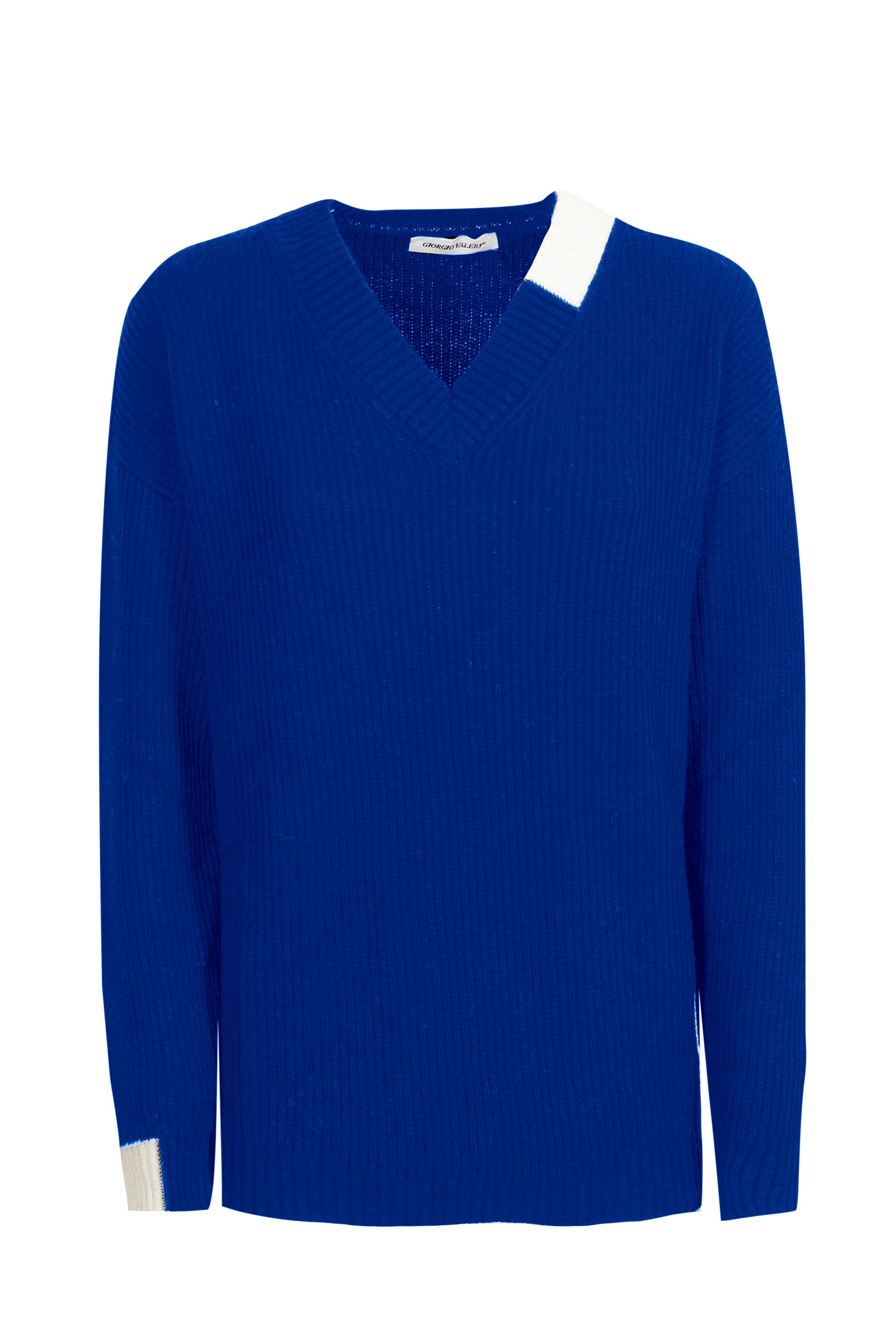 Maglia scollo a V bicolore costa inglese