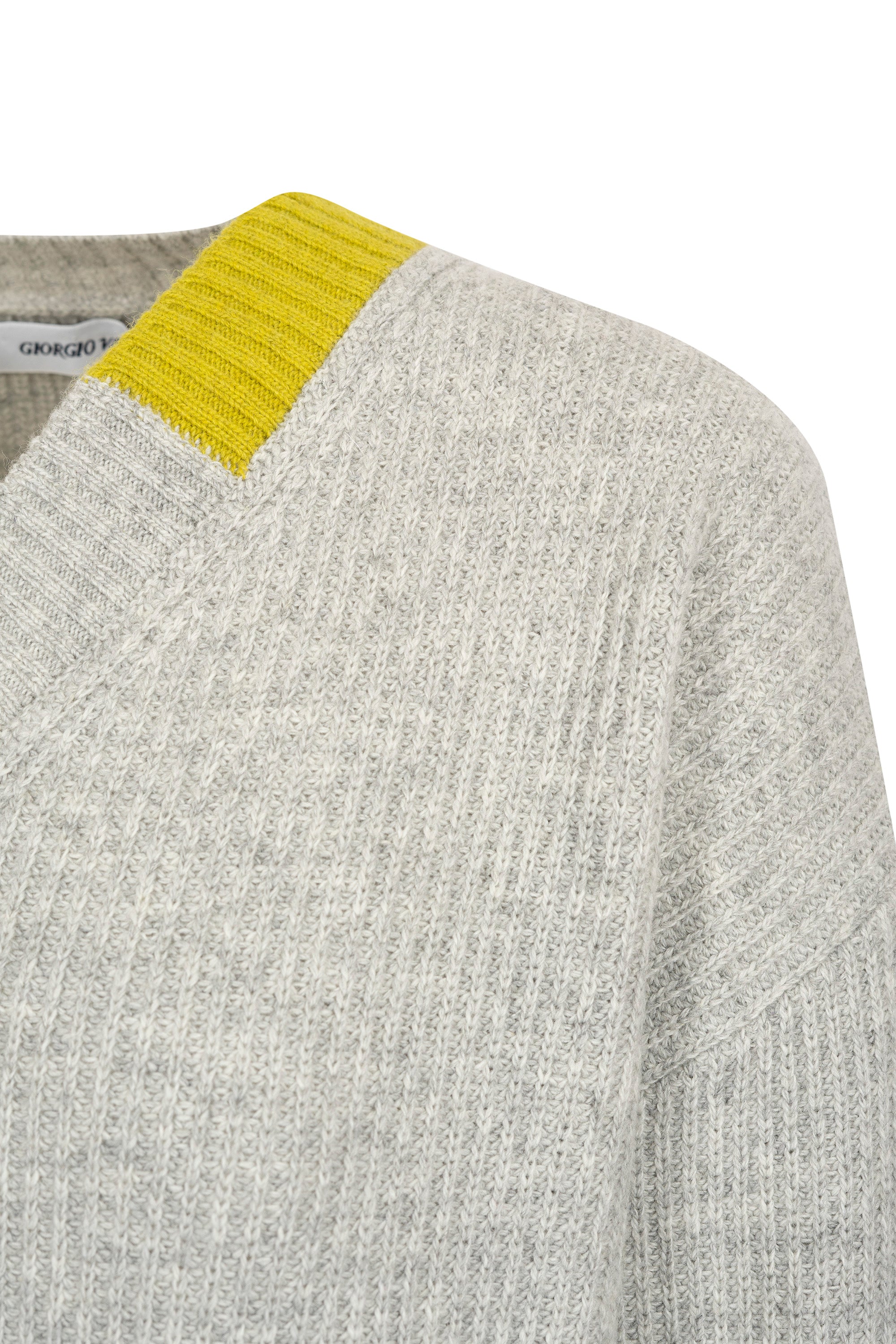 Maglia scollo a V bicolore costa inglese