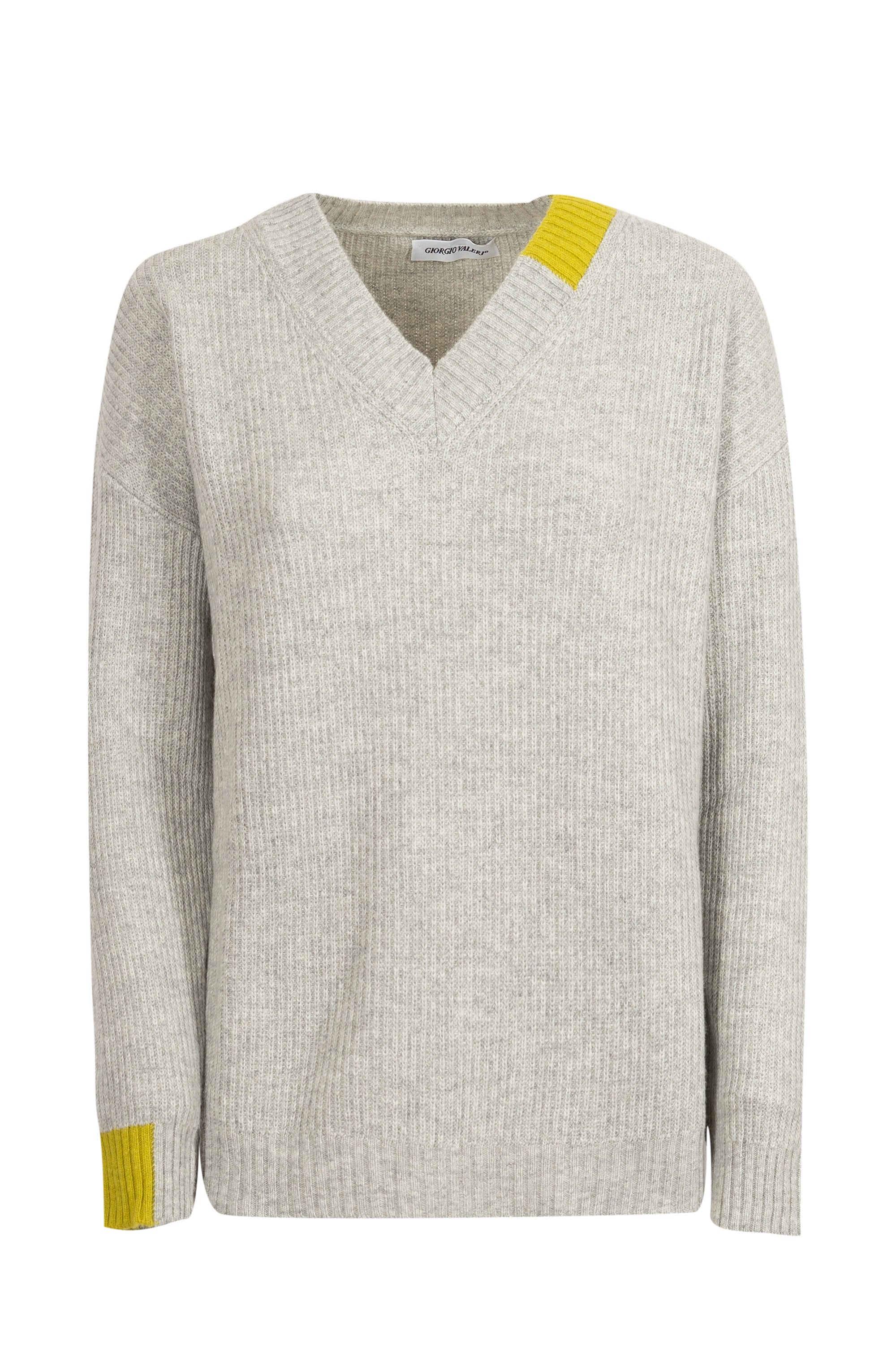 Maglia scollo a V bicolore costa inglese