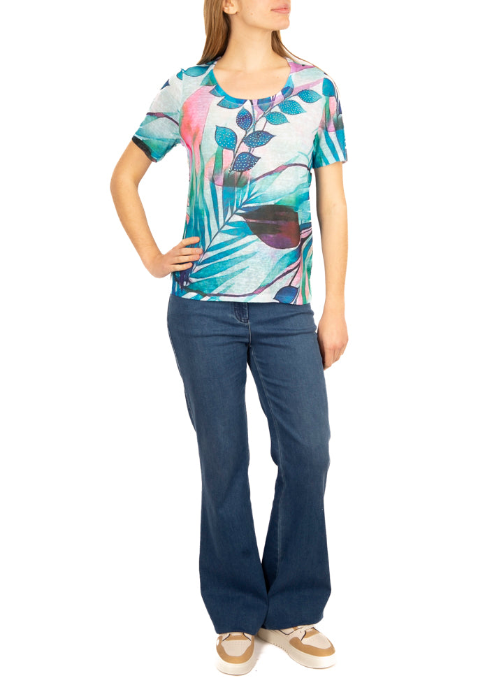 Maglia scollo madonna cotone fantasia 8651M