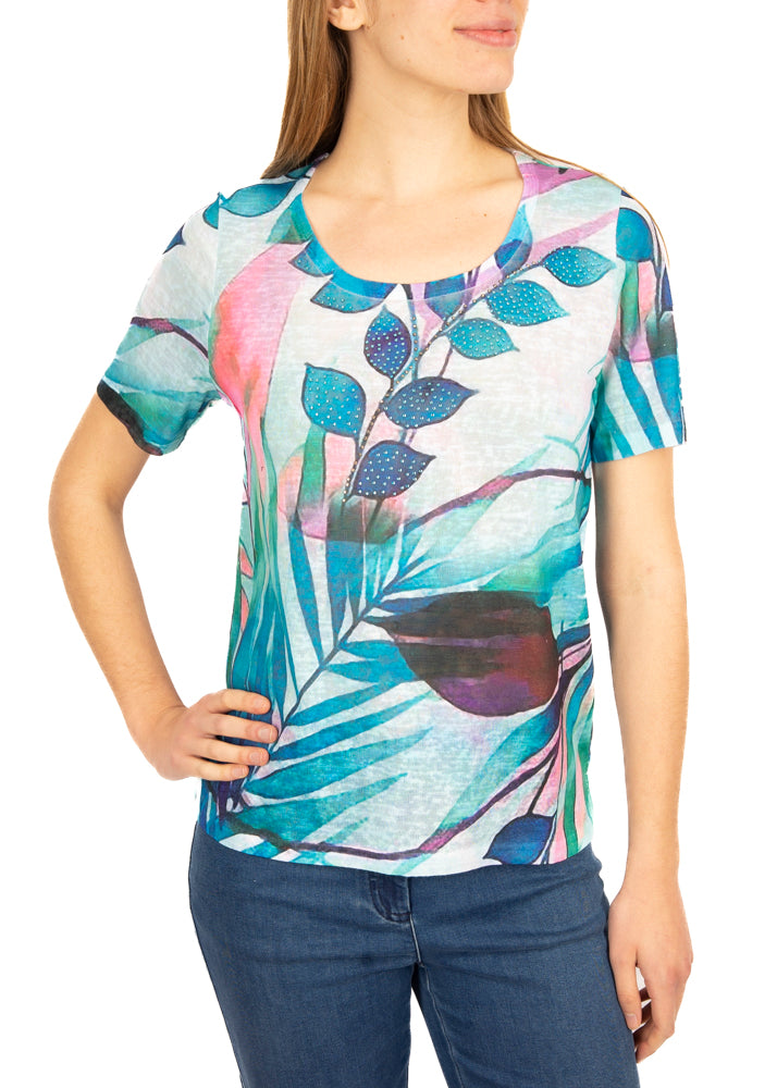 Maglia scollo madonna cotone fantasia 8651M