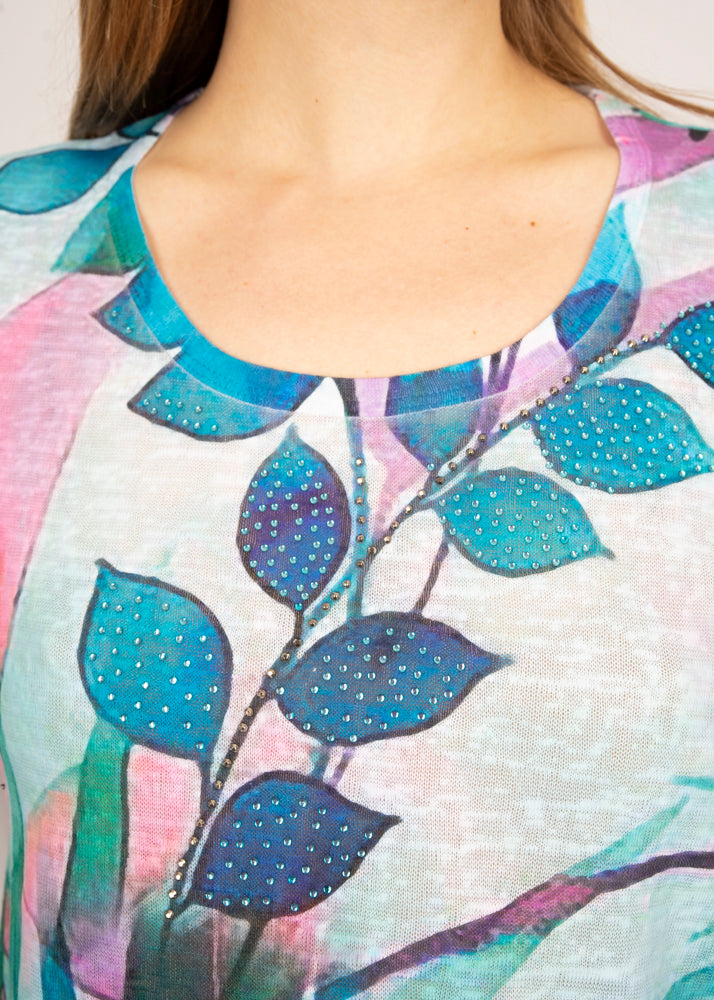 Maglia scollo madonna cotone fantasia 8651M