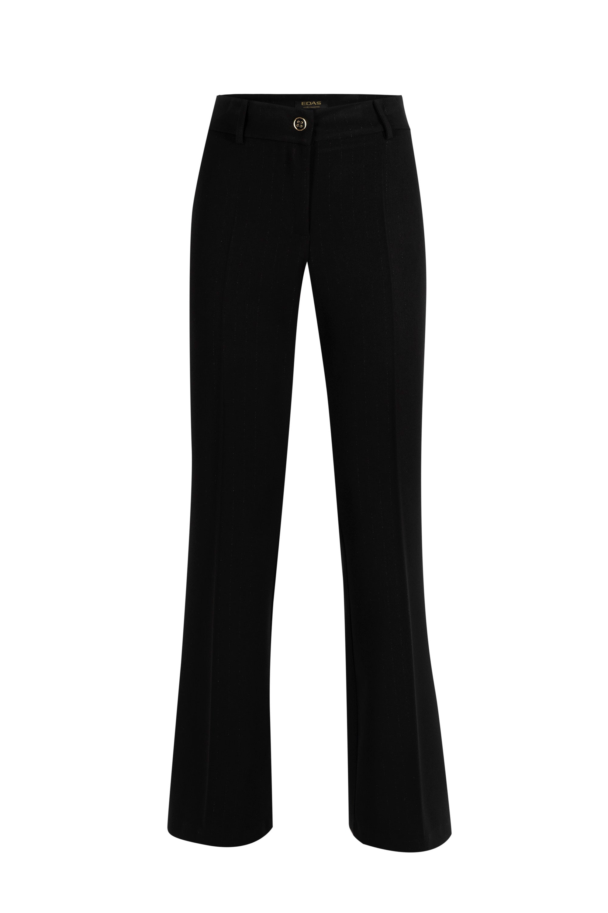 Pantalone gessato zampa lurex