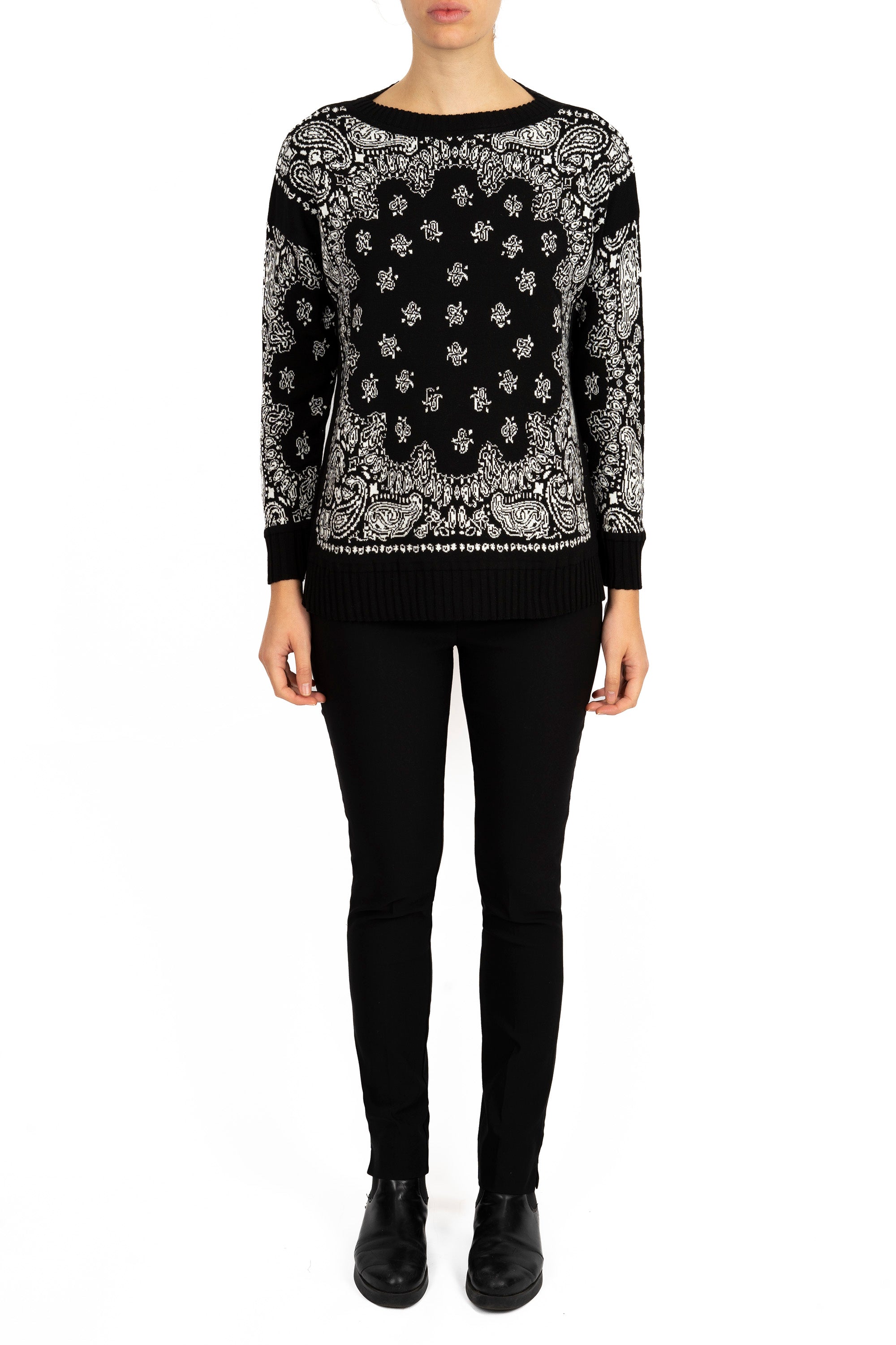 Girocollo jaquard chachemire