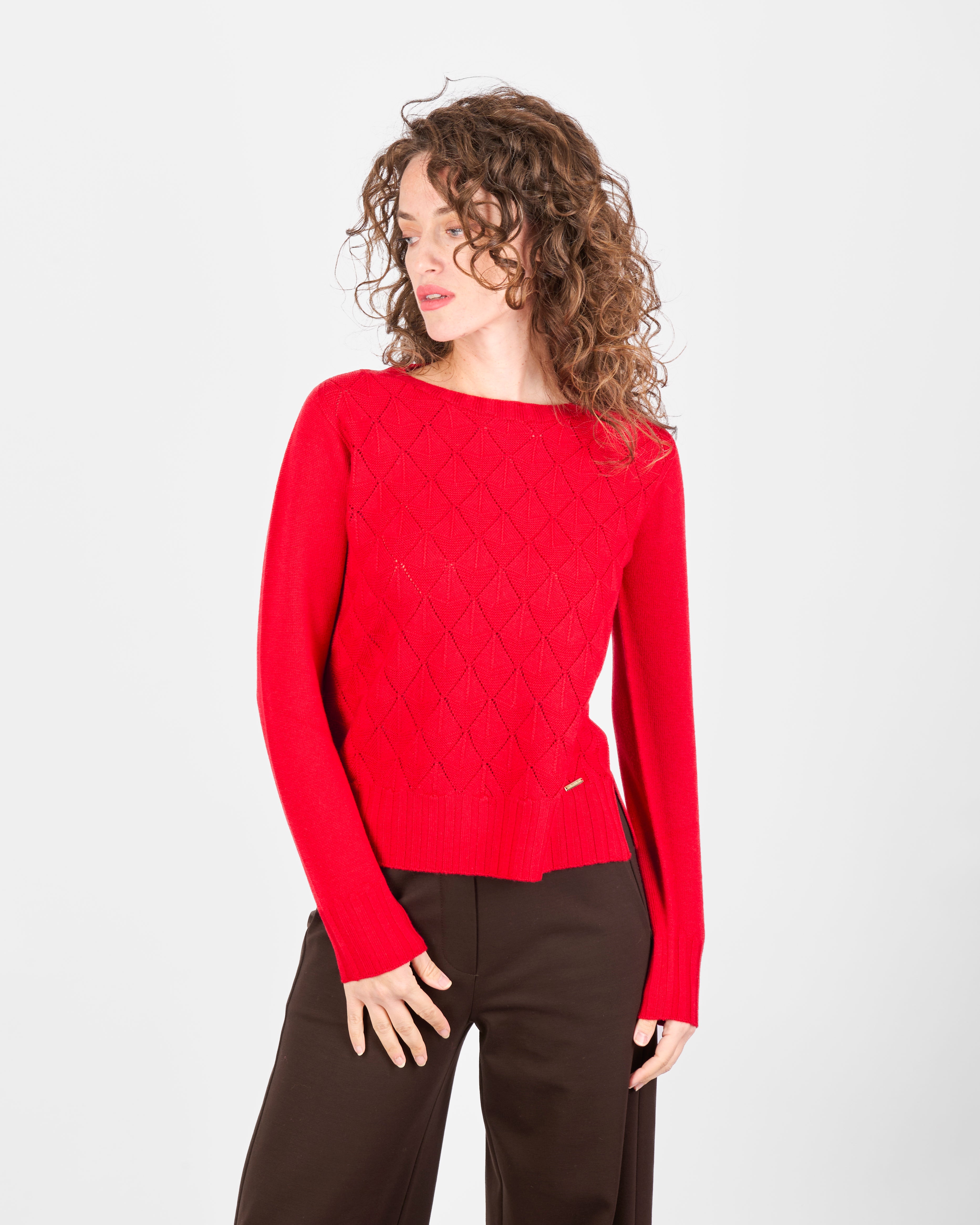 Maglia paricollo pura lana rombi VENTAGLIETTI