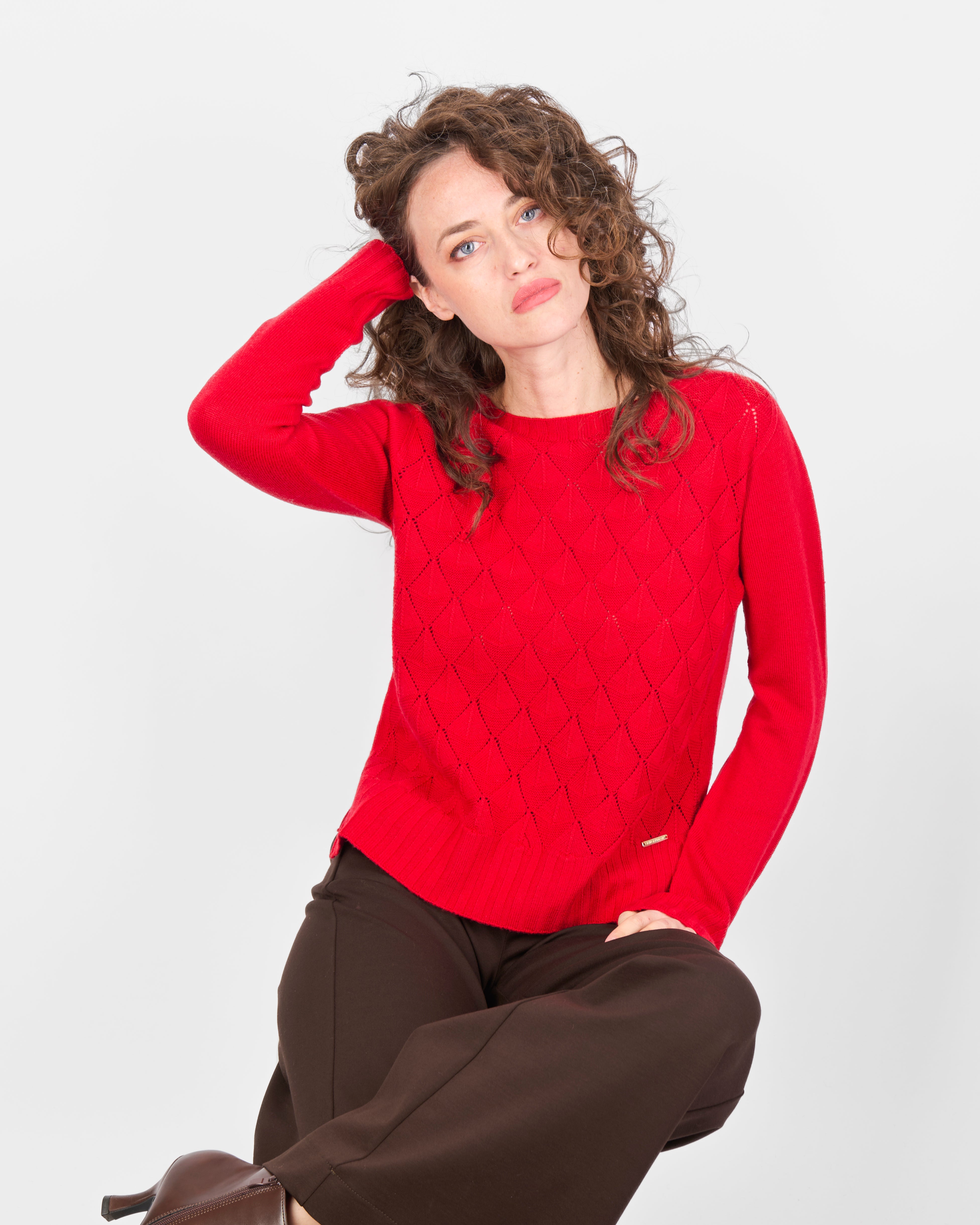 Maglia paricollo pura lana rombi VENTAGLIETTI